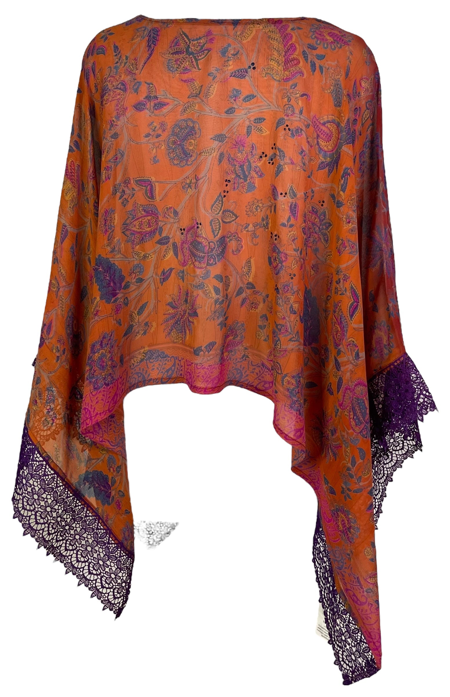 PRG7085 Sheer Avatar Pure Silk Capelet Poncho