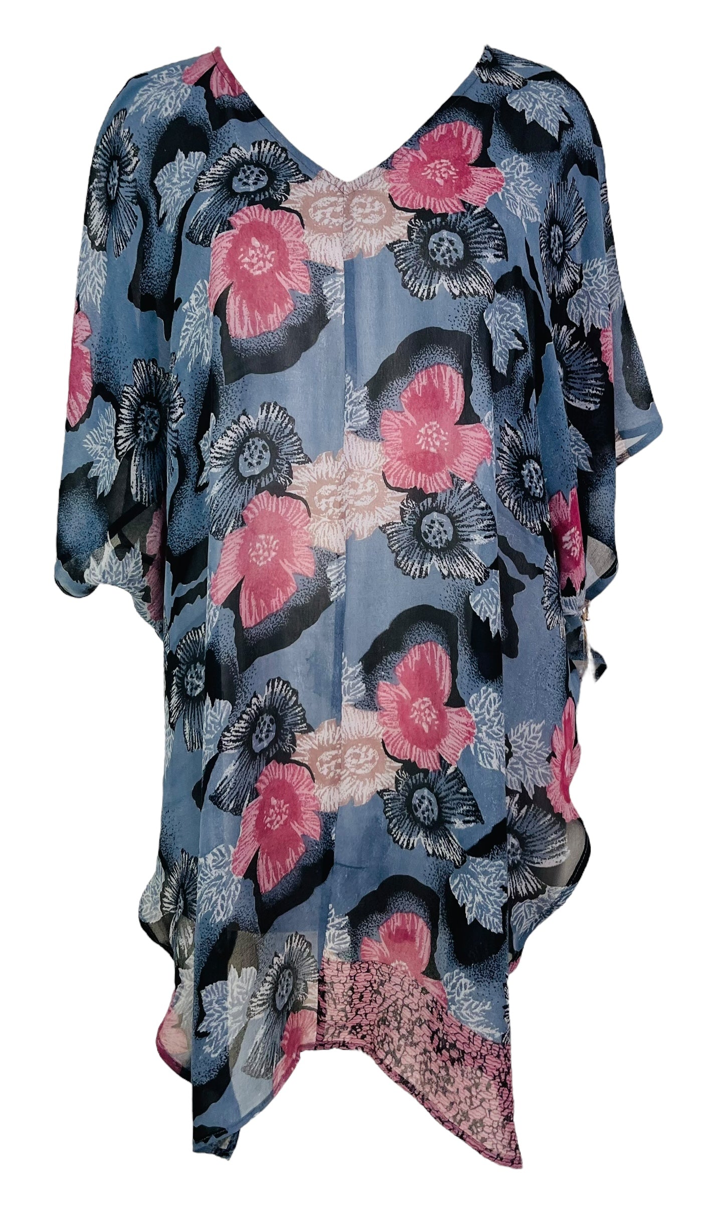 PRG7575 Sheer Avatar Pure Silk Waterfall Top