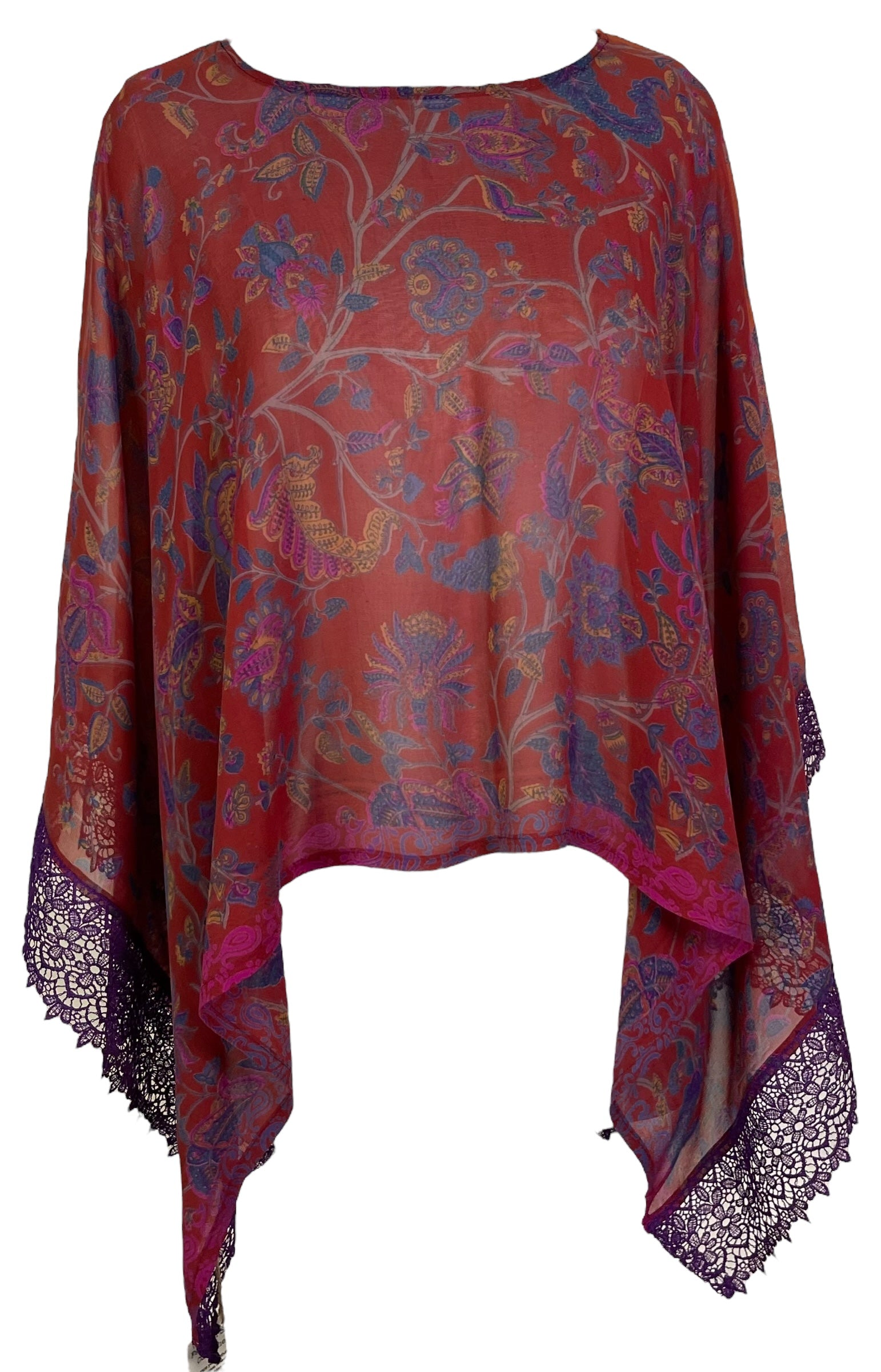 PRG7085 Sheer Avatar Pure Silk Capelet Poncho