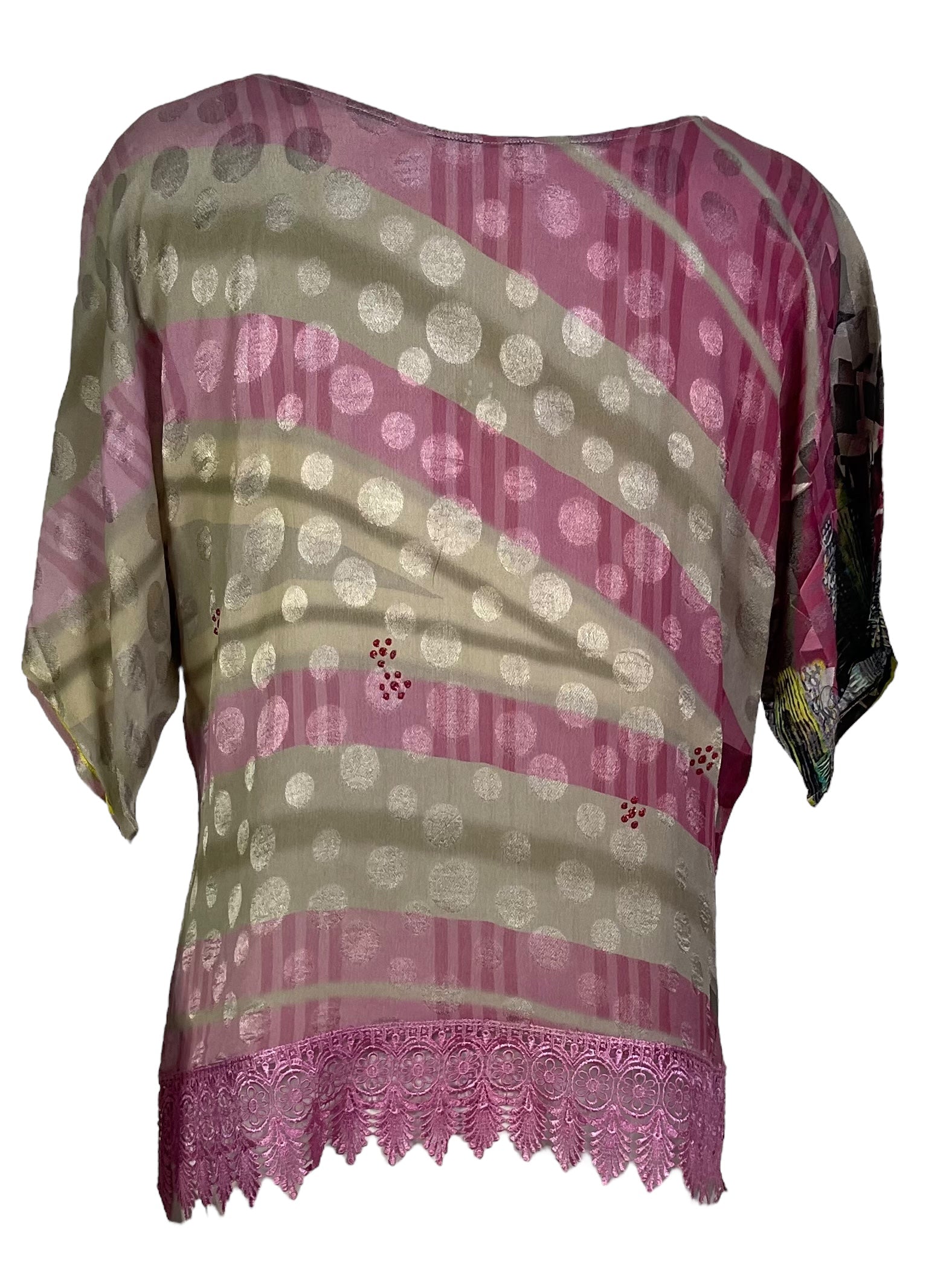 PRG6629 Sheer Wabi Sabi Pure Silk Side Slit Top