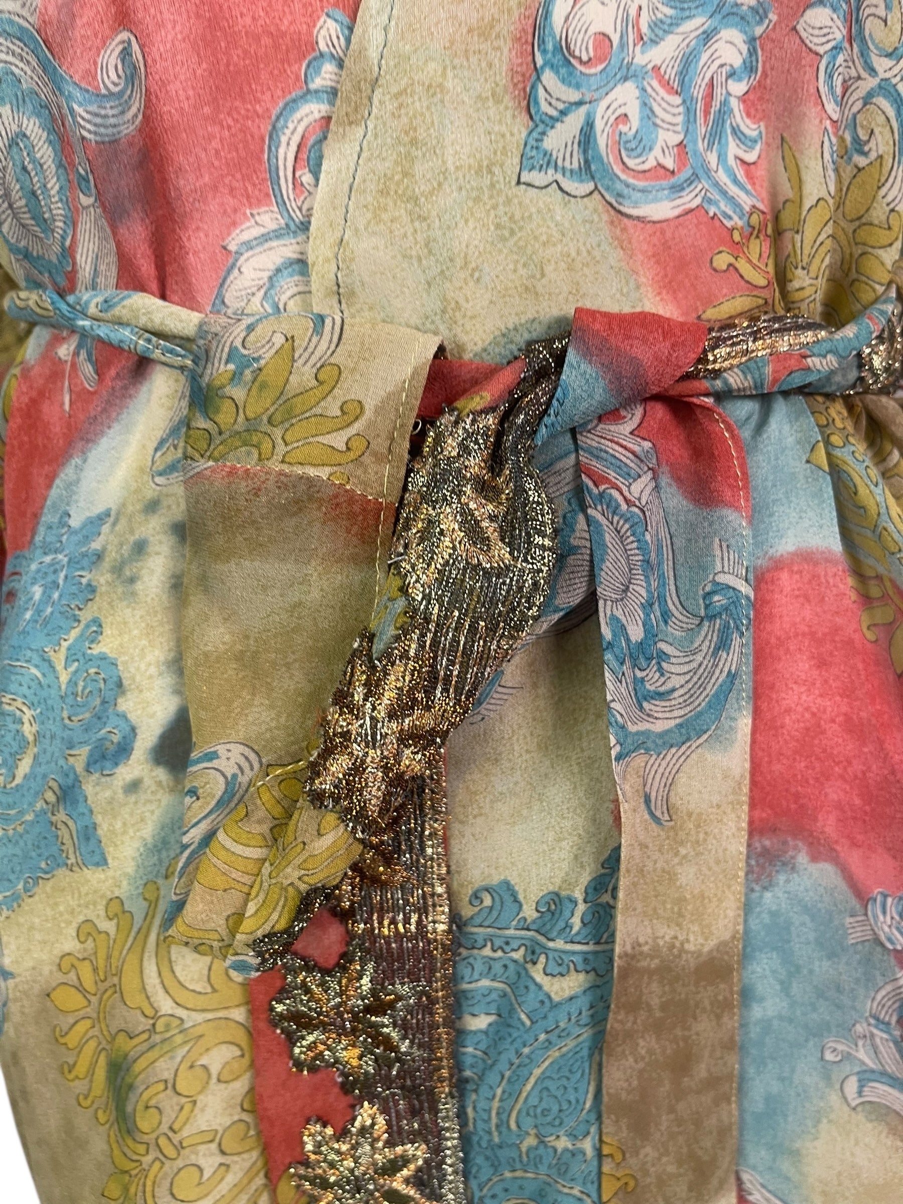 PRG8616 Sheer Wabi Sabi Pure Silk Kimono-Sleeved Jacket with Belt