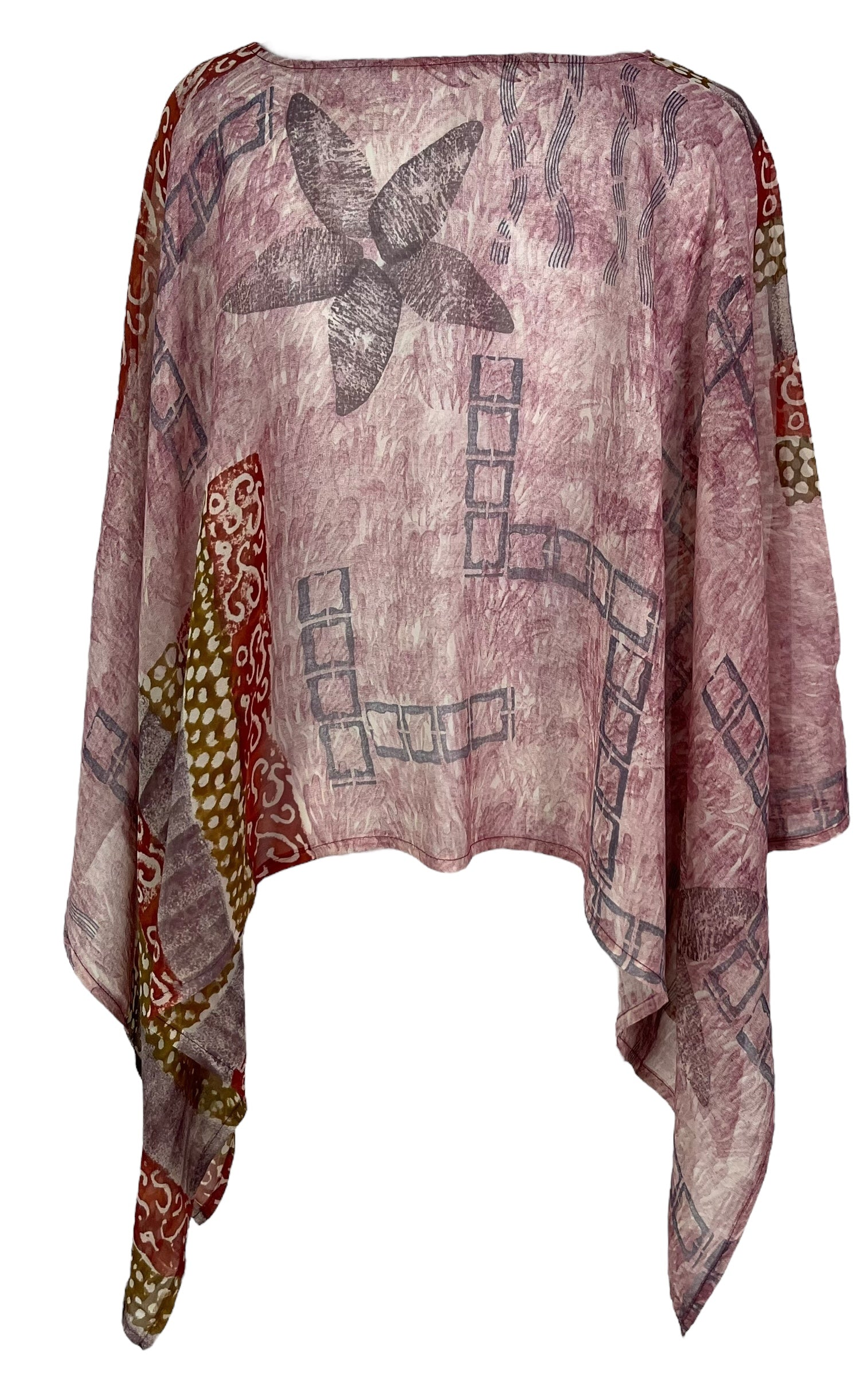 PRG7049 Sheer Avatar Pure Silk Capelet Poncho