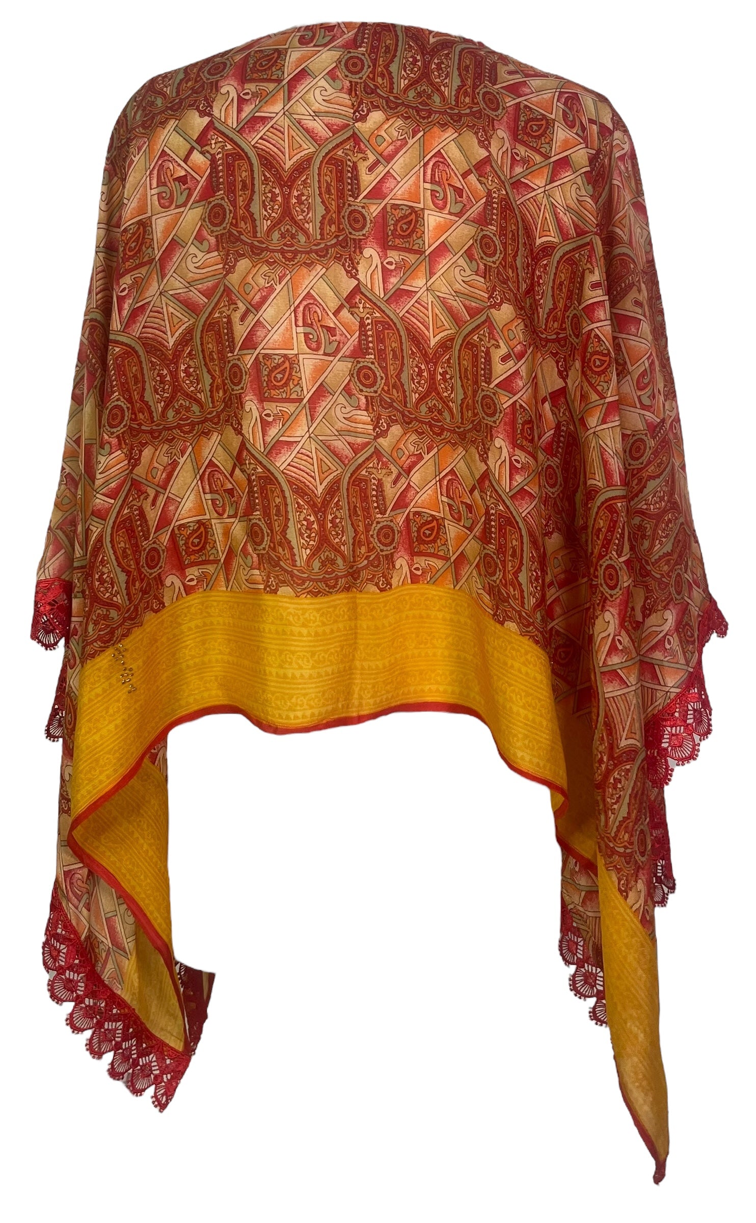 PREVIEW PRC7964A Avatar Pure Silk Capelet Poncho by DECEMBER2025 – Handmade ethical Poncho from sariKNOTsari using upcycled silk. Designed in Canada for travel and slow fashion, loved from Toronto to LA to Sydney.