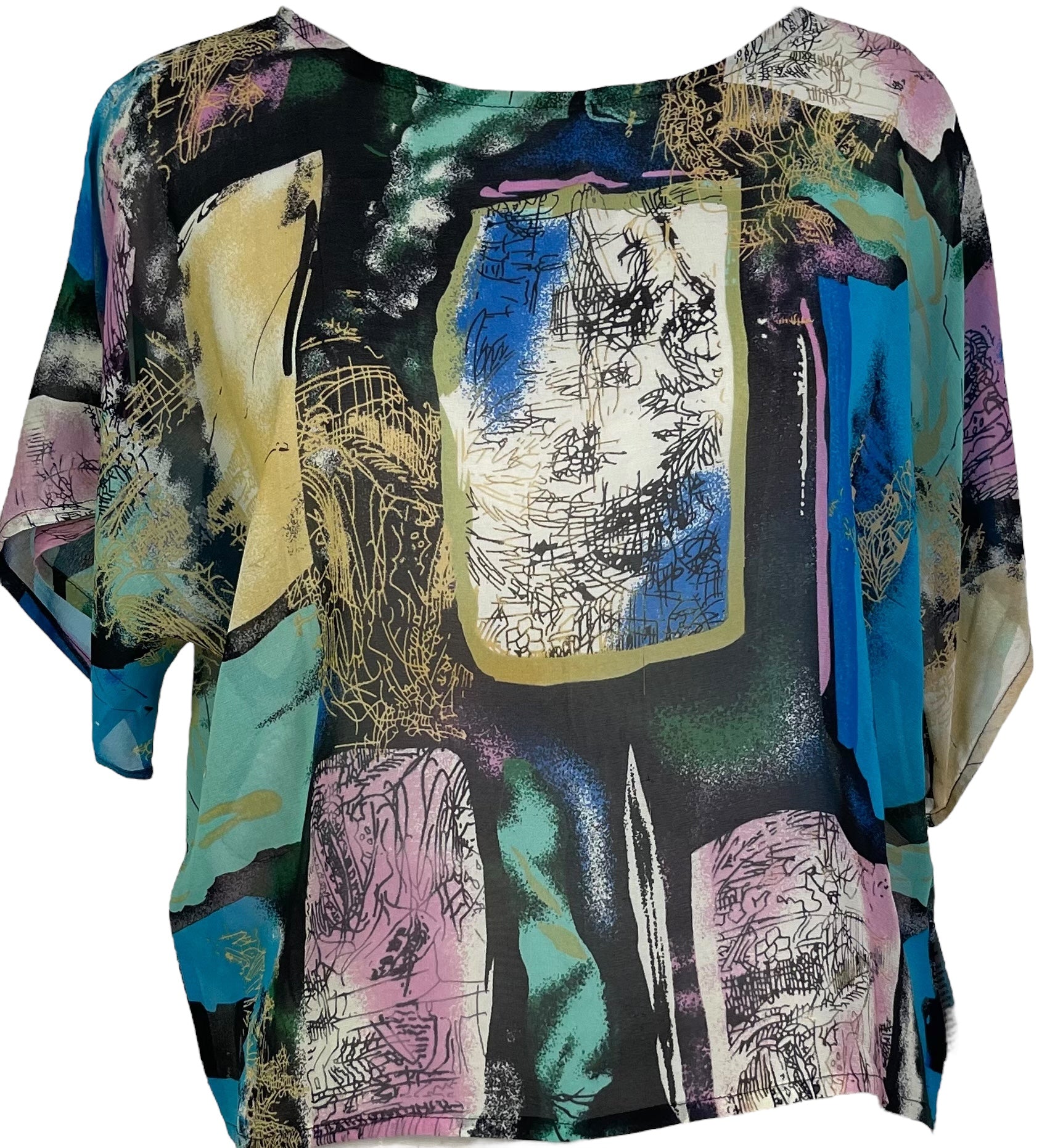 REVOLUTIONHER PRG6094 Sheer Avatar Pure Silk Boxy Top