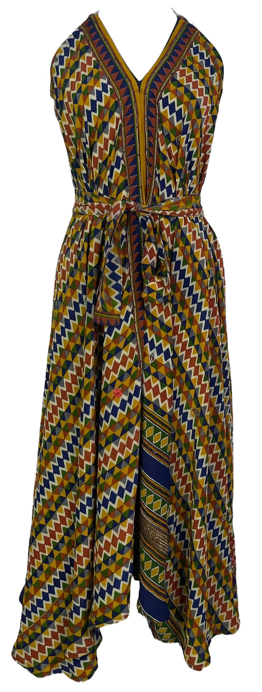 SOLD REVOLUTIONHER PRC7251 Avatar Pure Silk Maxi Dress with Belt by sariKNOTsari – Handmade ethical Maxi Dress from sariKNOTsari using upcycled silk. Designed in Canada for travel and slow fashion, loved from Toronto to LA to Sydney.