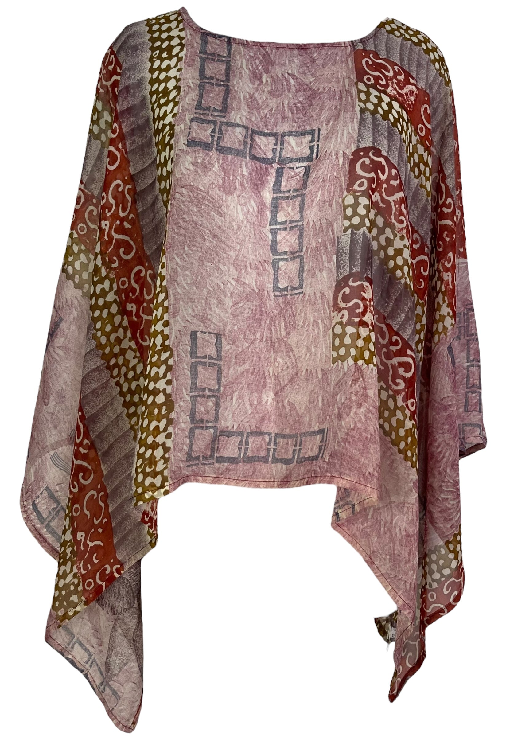 PRG7049 Sheer Avatar Pure Silk Capelet Poncho