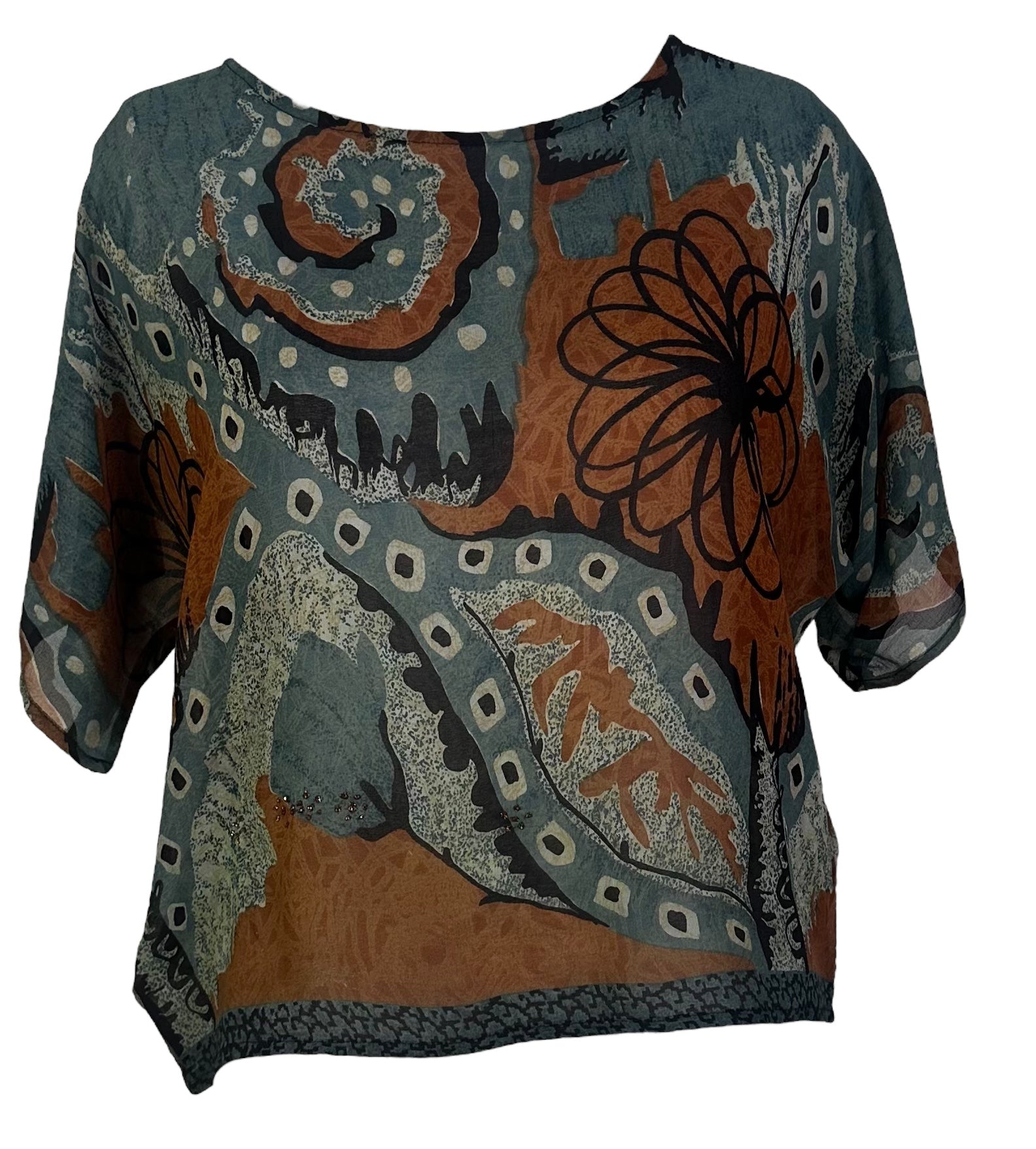 PRG5395 Sheer Wabi Sabi Pure Silk Boxy Top