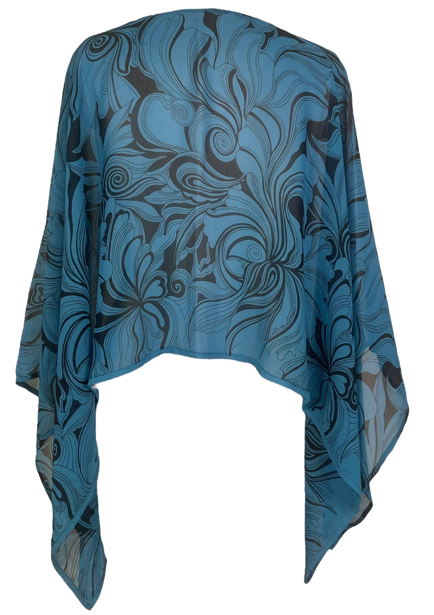 PREVIEW PRG7968 Sheer Avatar Pure Silk Capelet Poncho by DECEMBER2025 – Handmade ethical Poncho from sariKNOTsari using upcycled silk. Designed in Canada for travel and slow fashion, loved from Toronto to LA to Sydney.