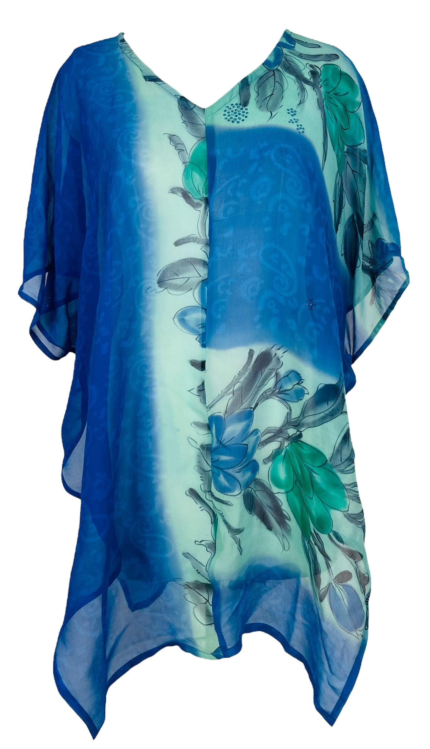 PRG7578 Sheer Avatar Pure Silk Waterfall Top