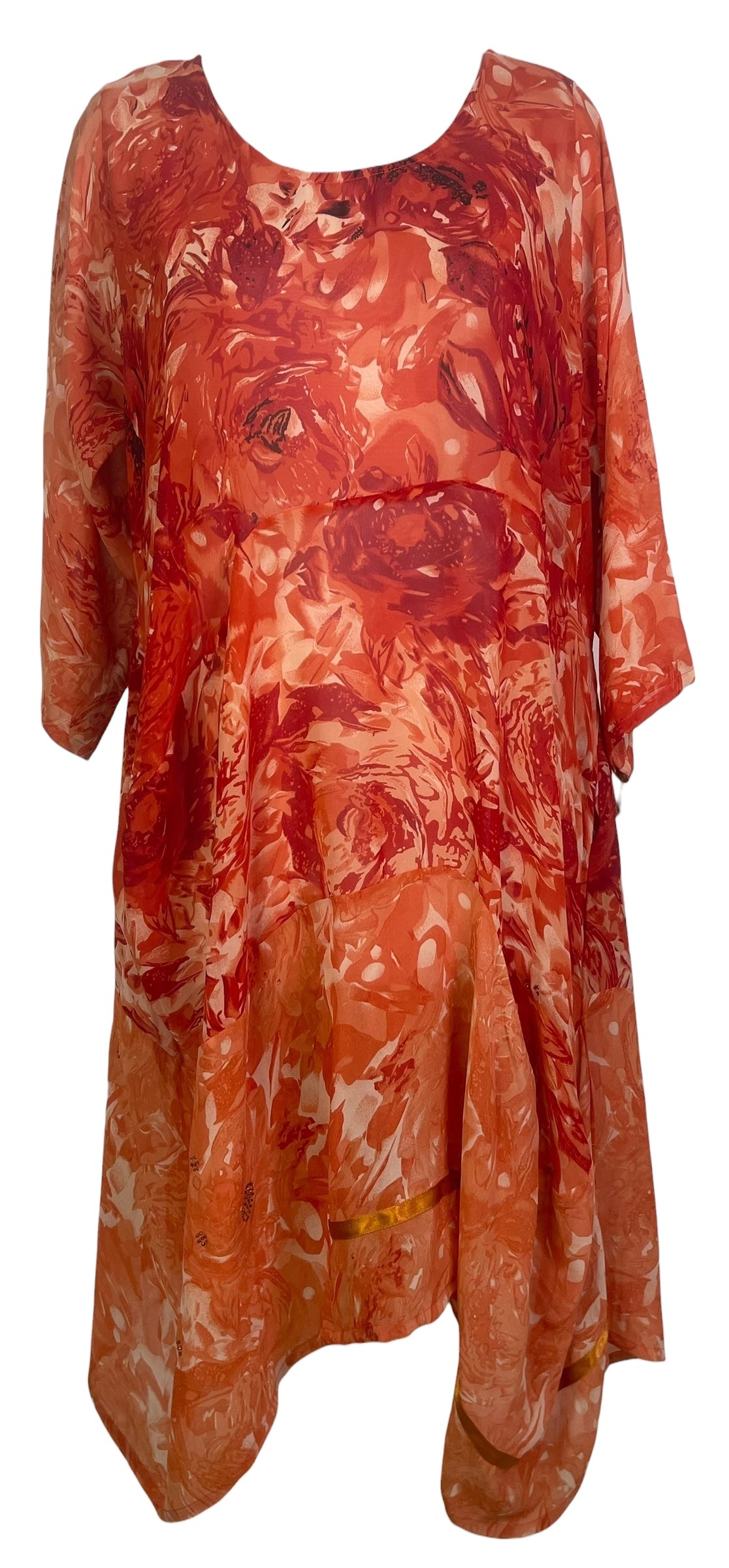 PREVIEW PRG8440 Sheer Wabi Sabi Pure Silk Sculptural Long Tunic Dress