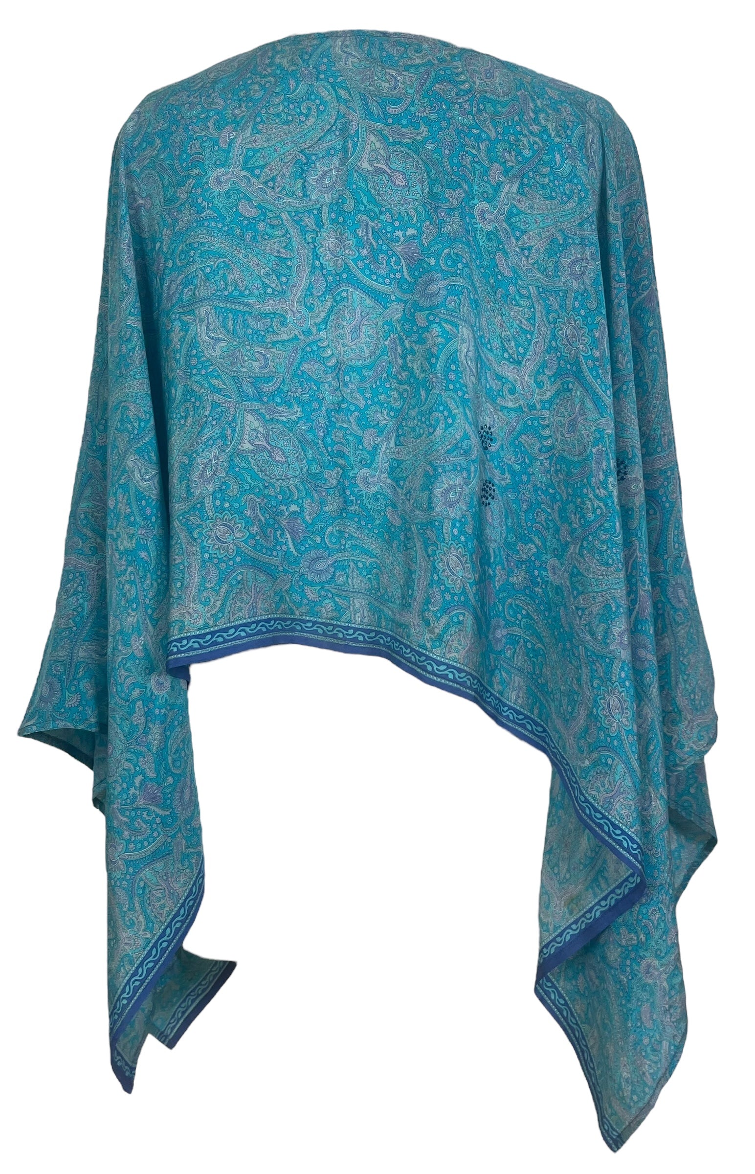 PREVIEW PRC7970 Avatar Pure Silk Capelet Poncho by DECEMBER2025 – Handmade ethical Poncho from sariKNOTsari using upcycled silk. Designed in Canada for travel and slow fashion, loved from Toronto to LA to Sydney.