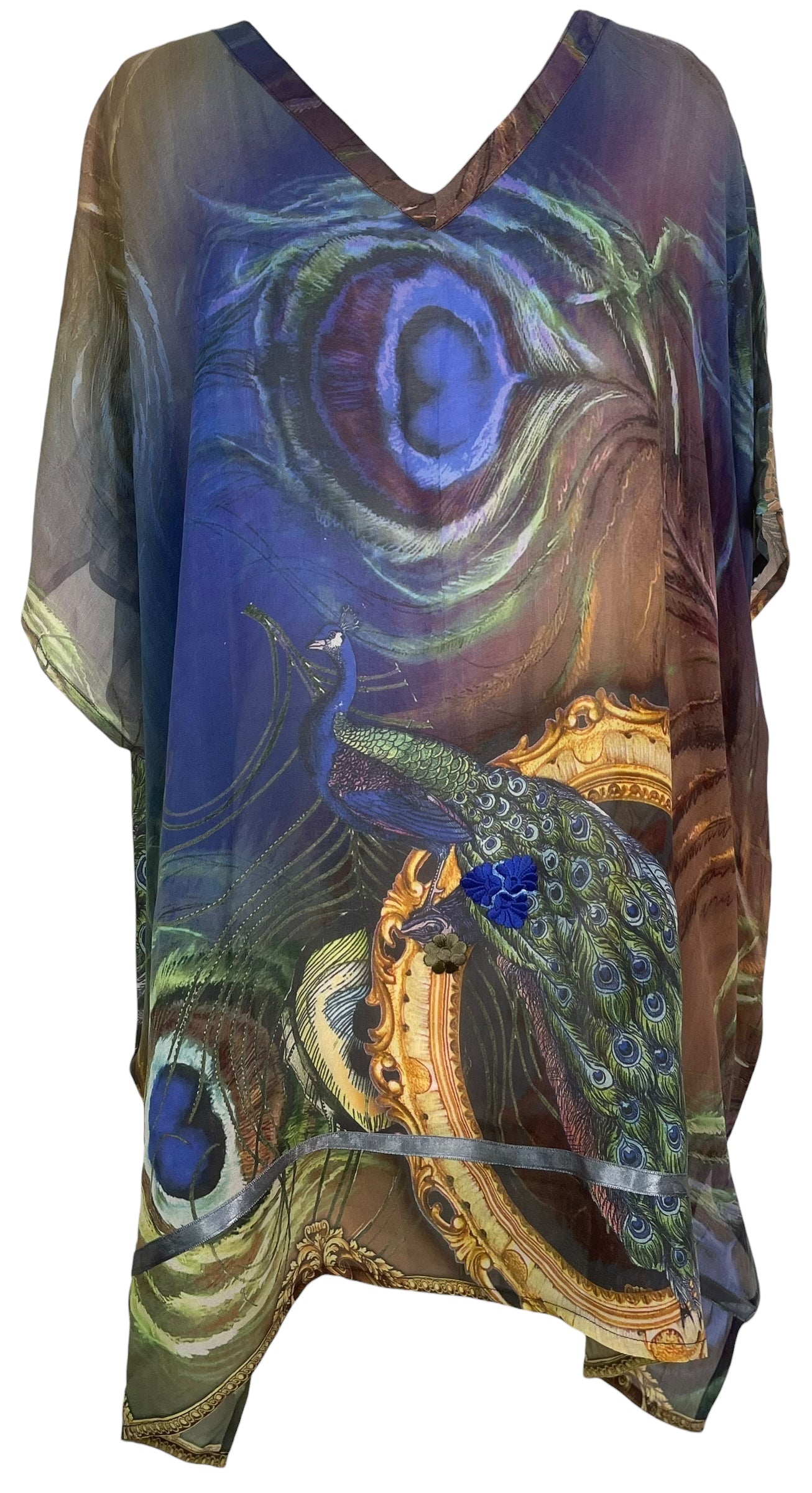 PREVIEW PRG8584 Sheer Wabi Sabi Pure Silk Short Kaftan Tunic with Slits