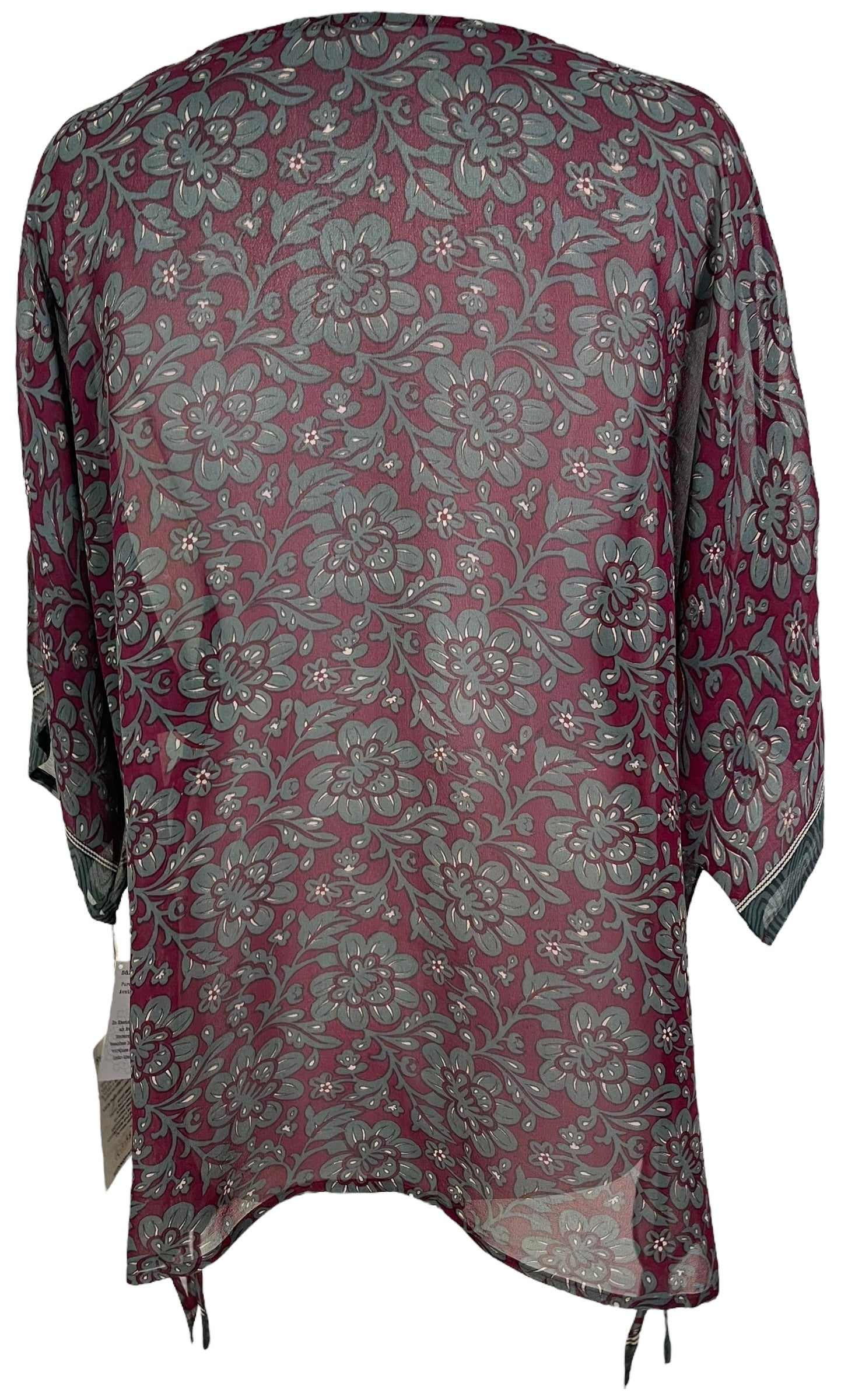 PRG7183 Sheer Avatar Pure Silk Long Tunic with Side Ties