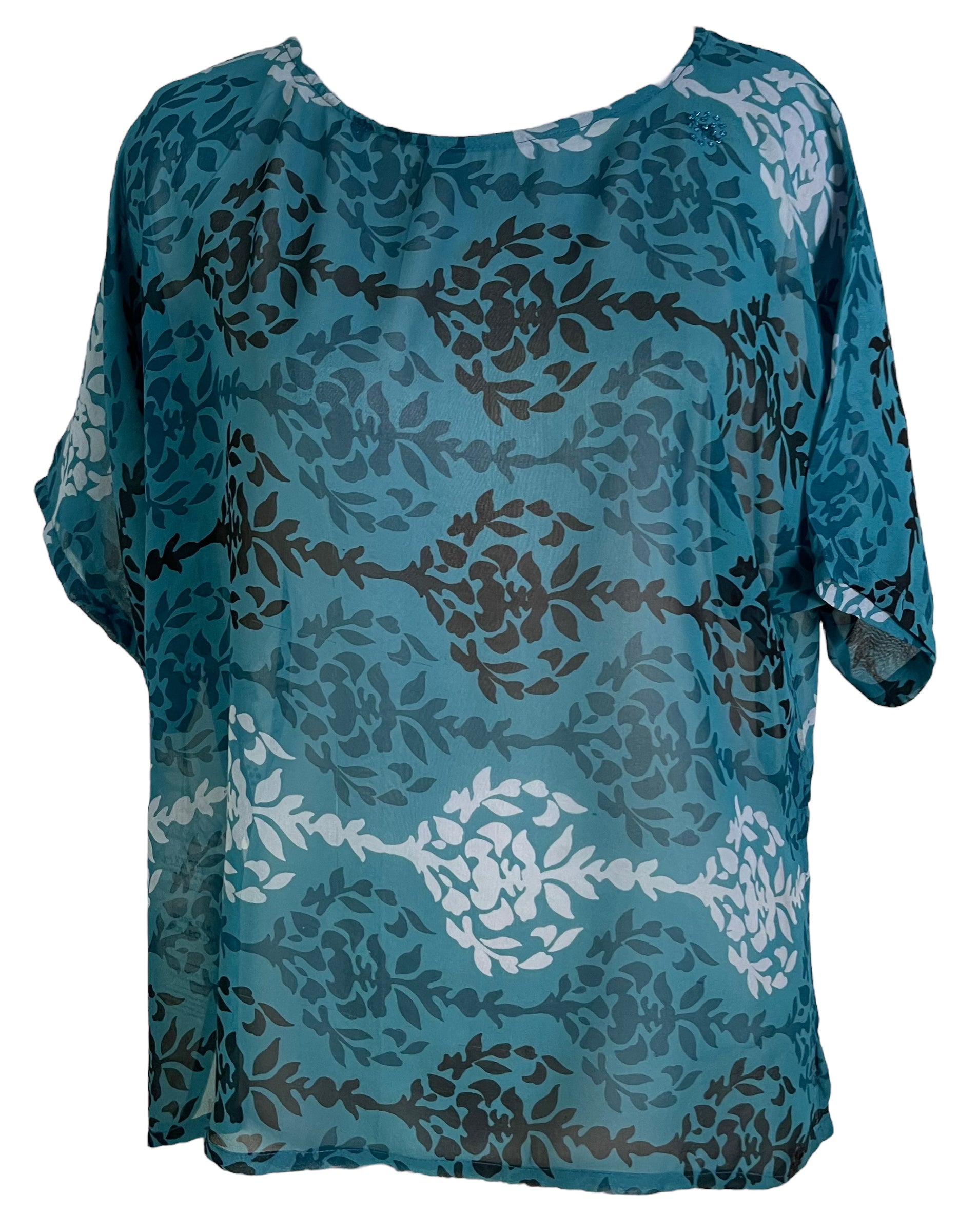 PRG6314 Sheer Wabi Sabi Pure Silk Side Slit Top