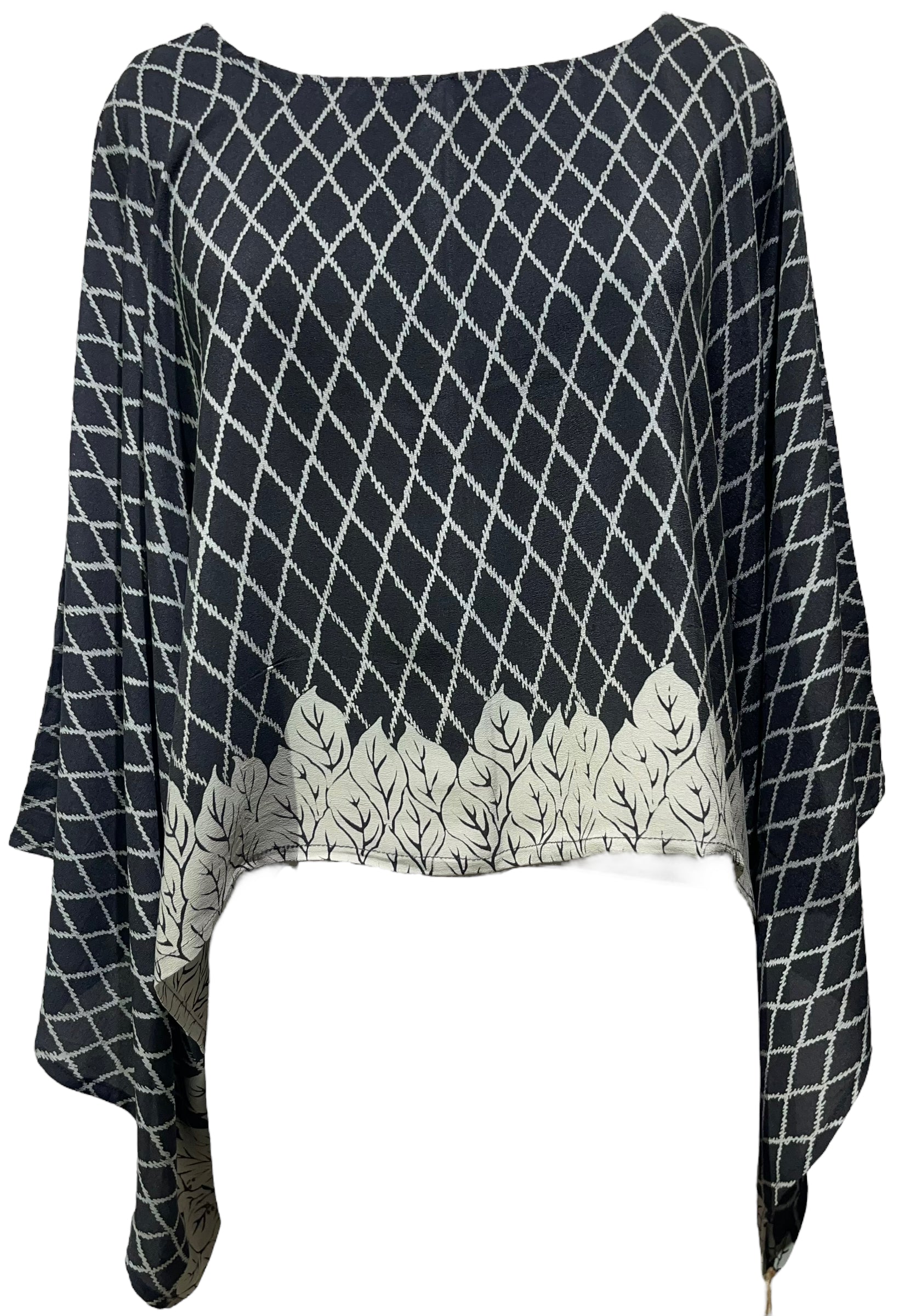 PRC7288 Avatar Pure Silk Kimono-Sleeved Top