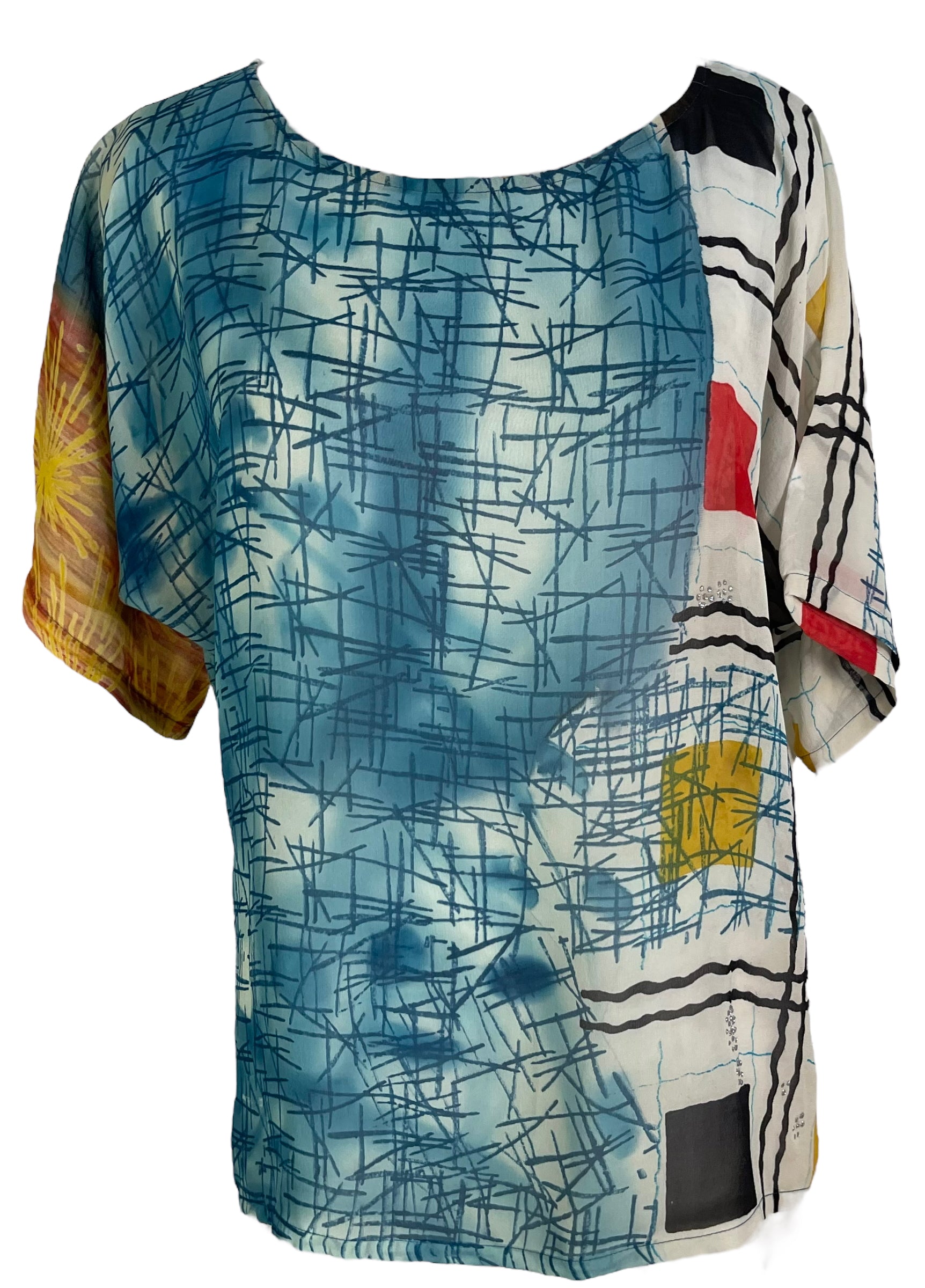 PRG6313 Sheer Avatar Pure Silk Side Slit Top