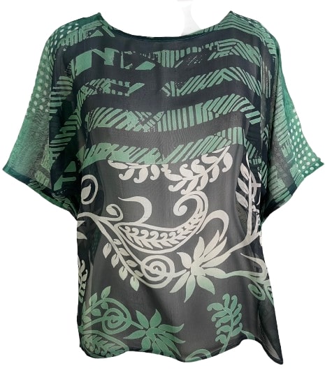 PRG6642 Sheer Wabi Sabi Pure Silk Side Slit Top