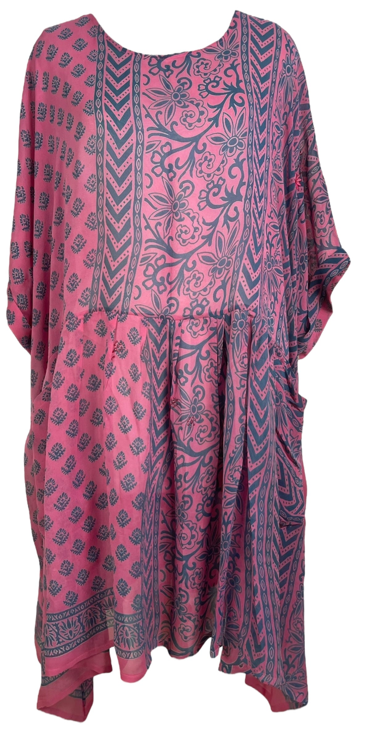 REVOLUTIONHER PRG6744 Sheer Avatar Pure Silk Boxy Babydoll Dress