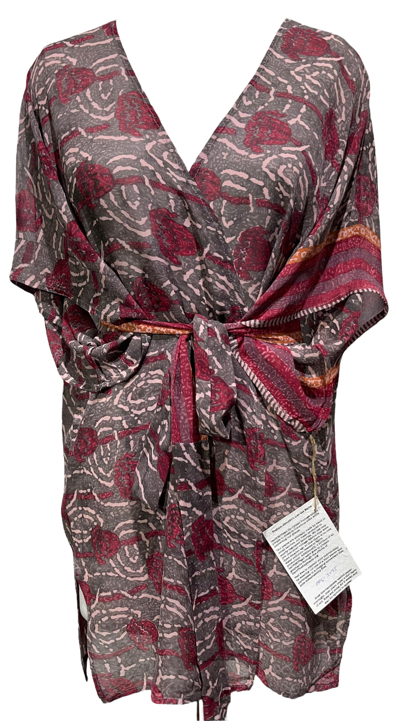 PRG3075 Sheer Avatar Pure Silk Kimono-Sleevedd Jacket with Belt