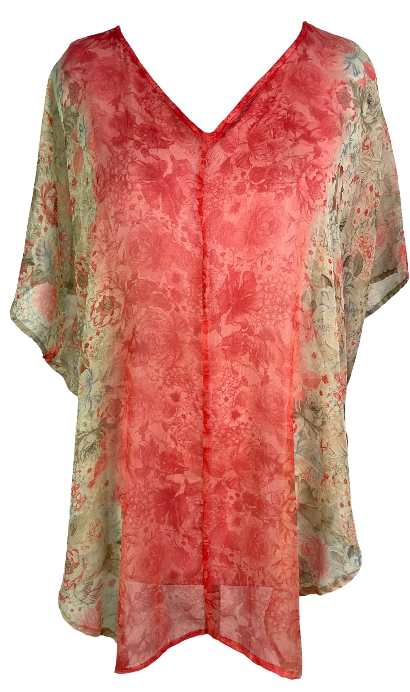 PRG6523 Sheer Avatar Pure Silk Waterfall Top