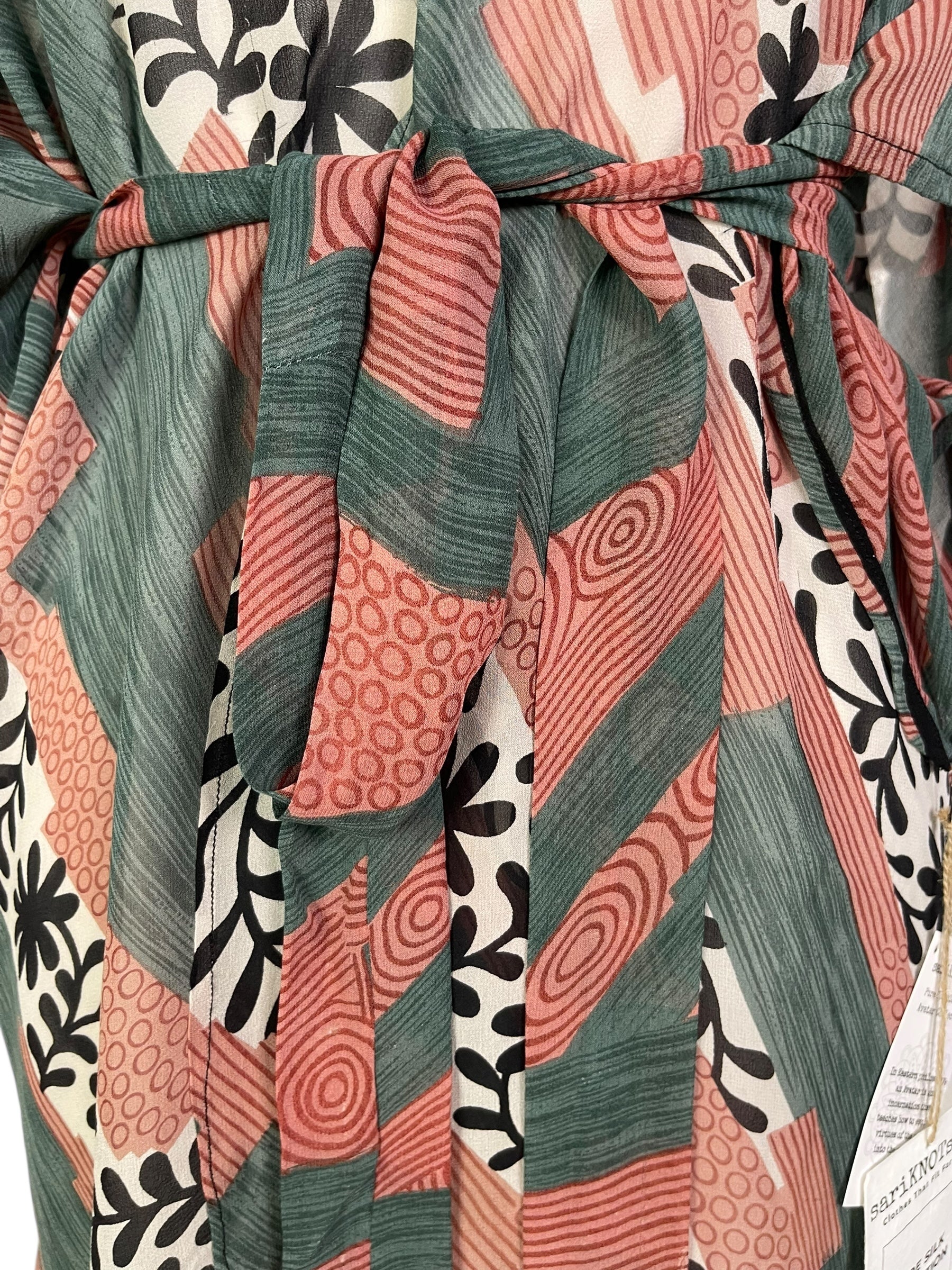 PRG6933 Sheer Wabi Sabi Pure Silk Kimono-Sleeved Jacket with Belt