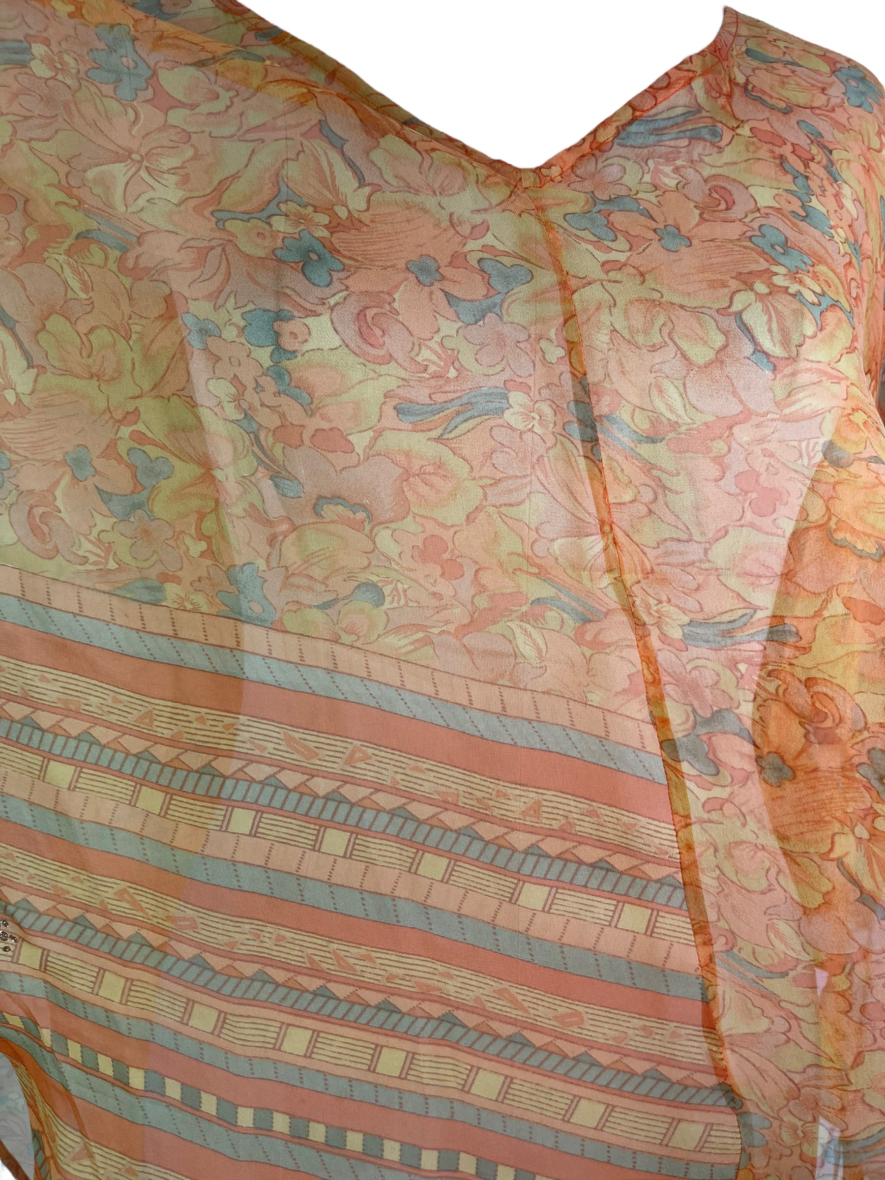 PRG6525 Sheer Avatar Pure Silk Waterfall Top