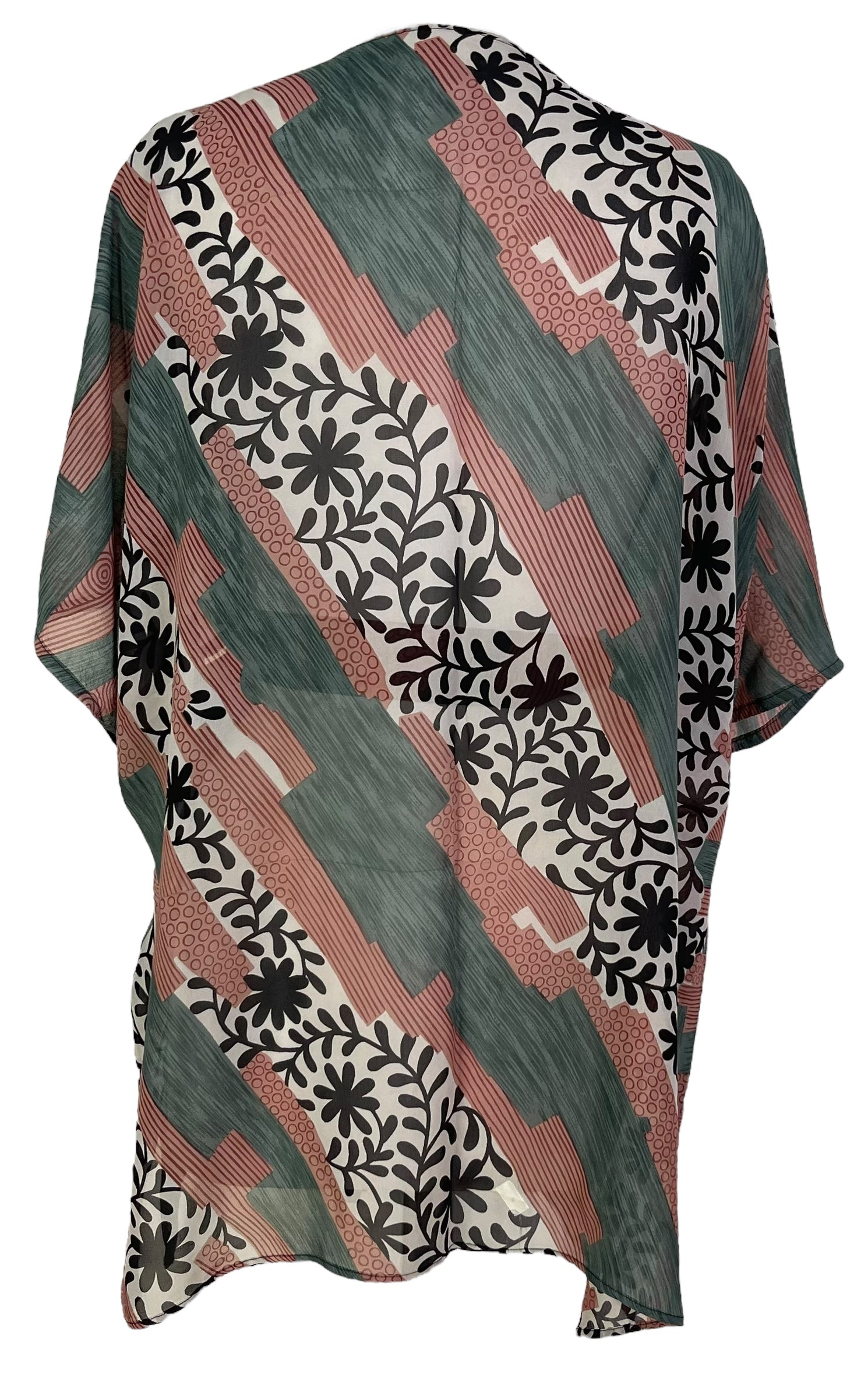 PRG6933 Sheer Wabi Sabi Pure Silk Kimono-Sleeved Jacket with Belt