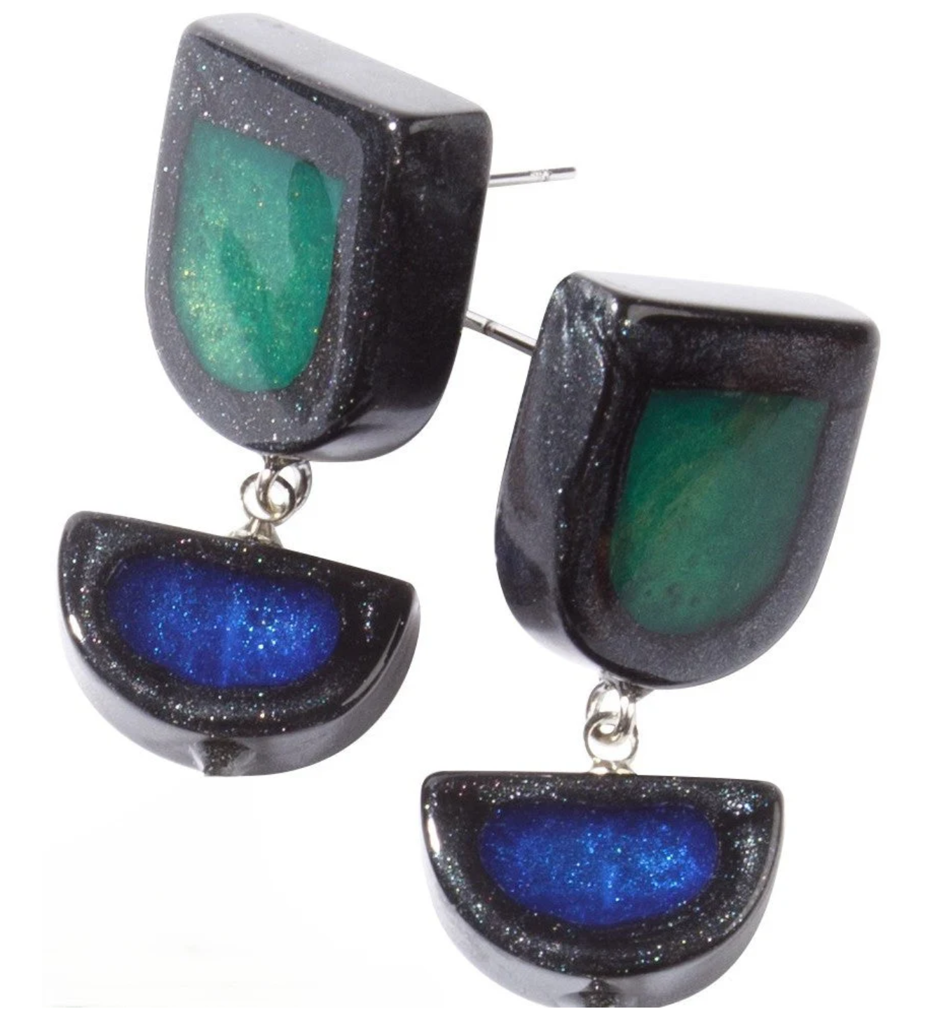 Mini Winter Blue and Green Fara Earrings