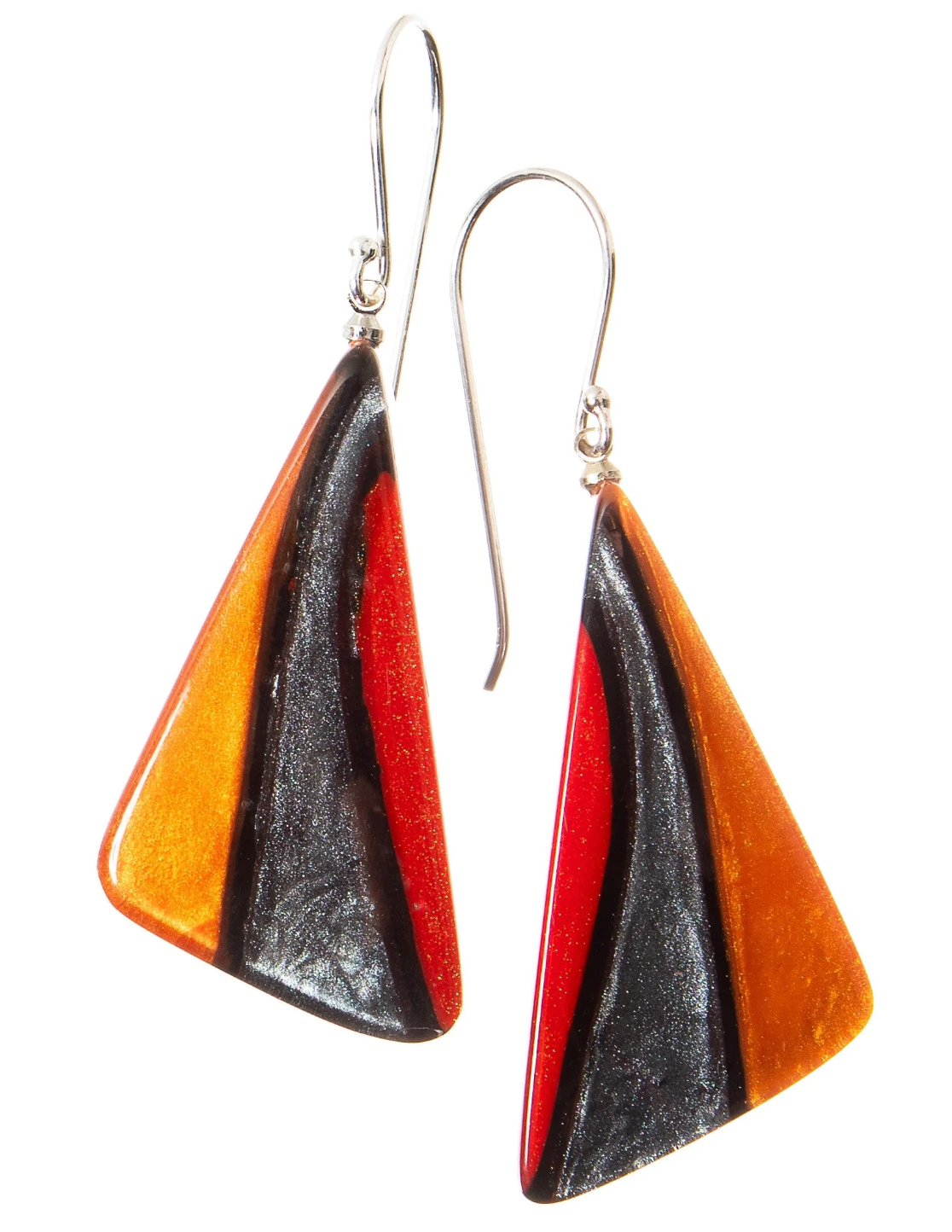 Red and Orange Sirocco Earrings - Short Hook