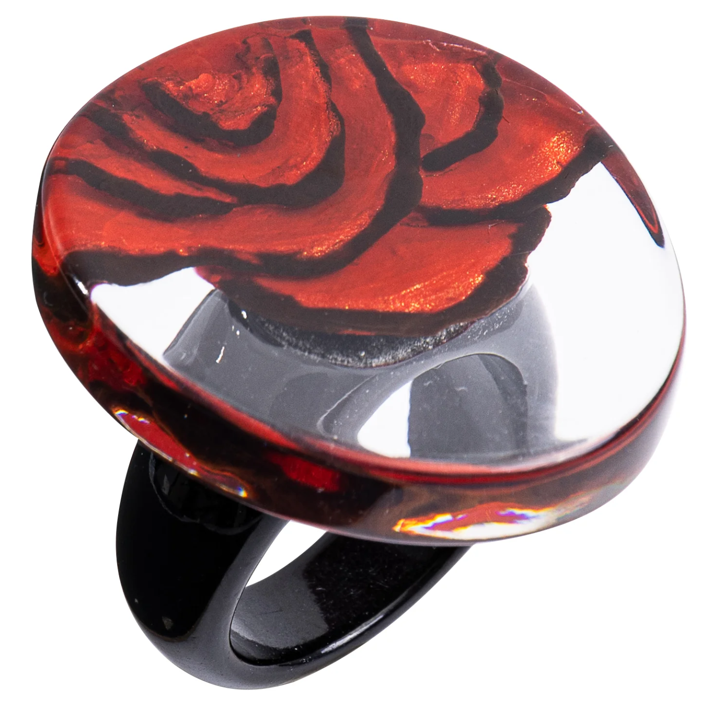 Red Rosette Ring