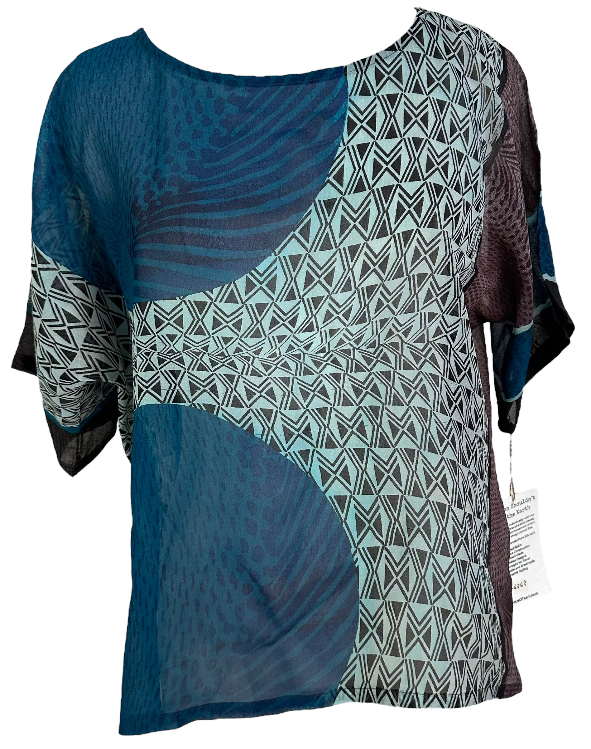 PRG6262 Sheer Wabi Sabi Pure Silk Side Slit Top