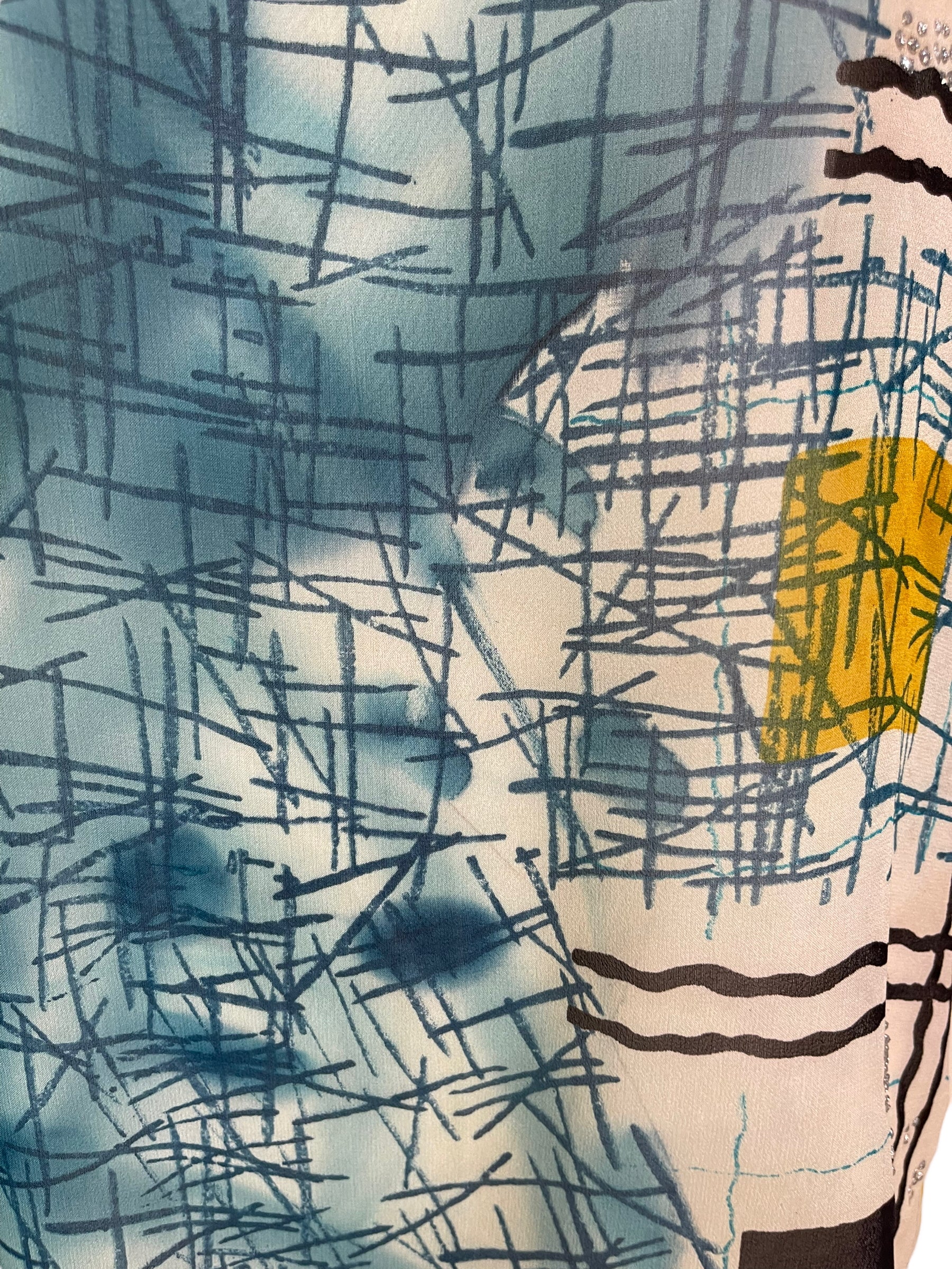 PRG6313 Sheer Avatar Pure Silk Side Slit Top