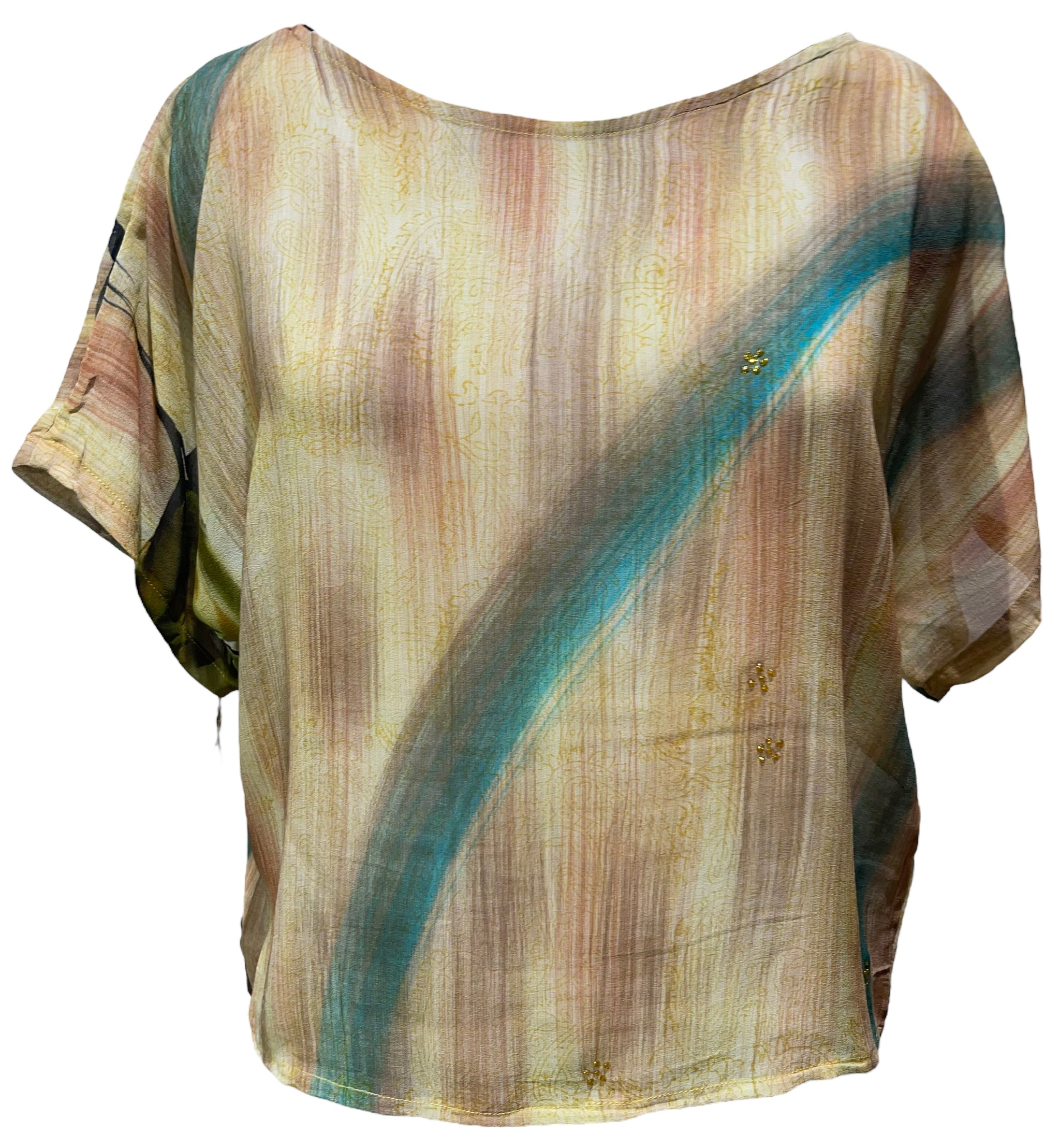 PRG6610 Sheer Avatar Pure Silk Side Slit Top main image 1