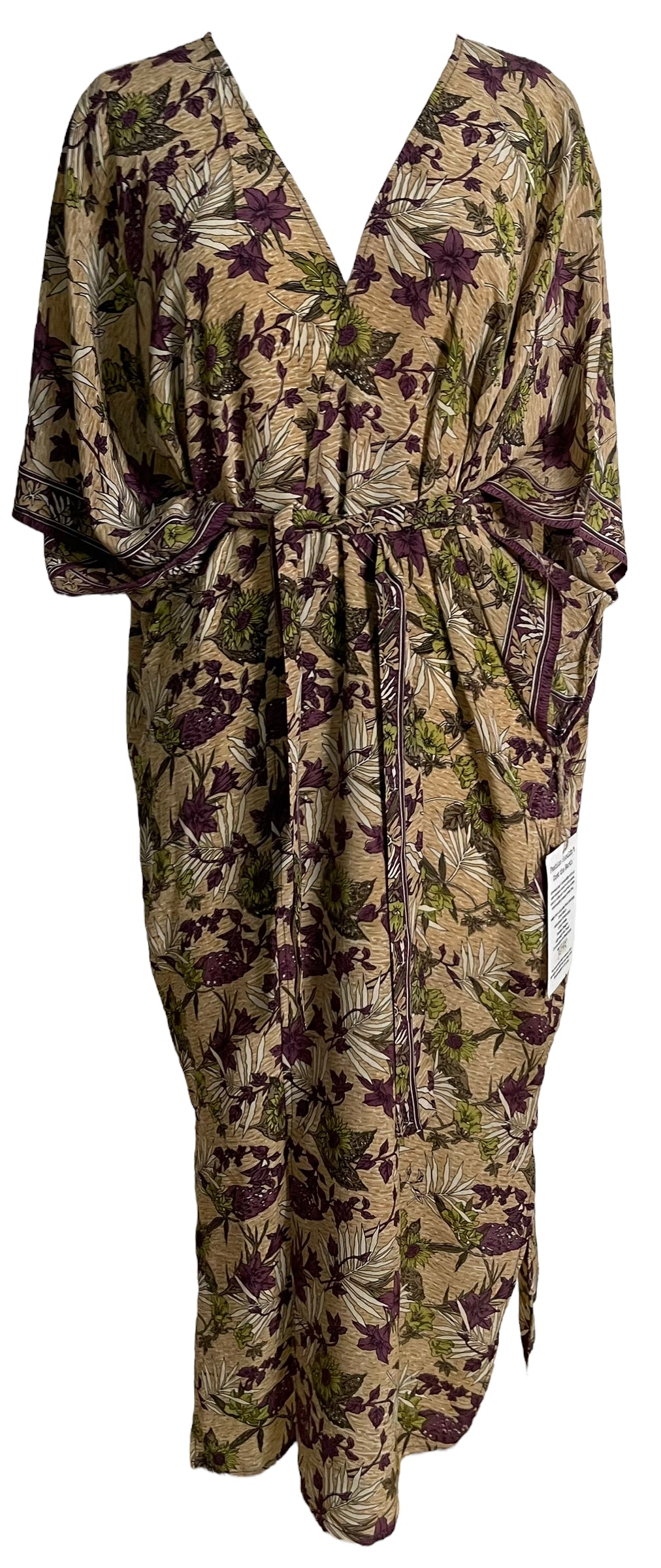 REVOLUTIONHER PRC5742 Avatar Long Pure Silk Kimono Sleeved Duster with Belt