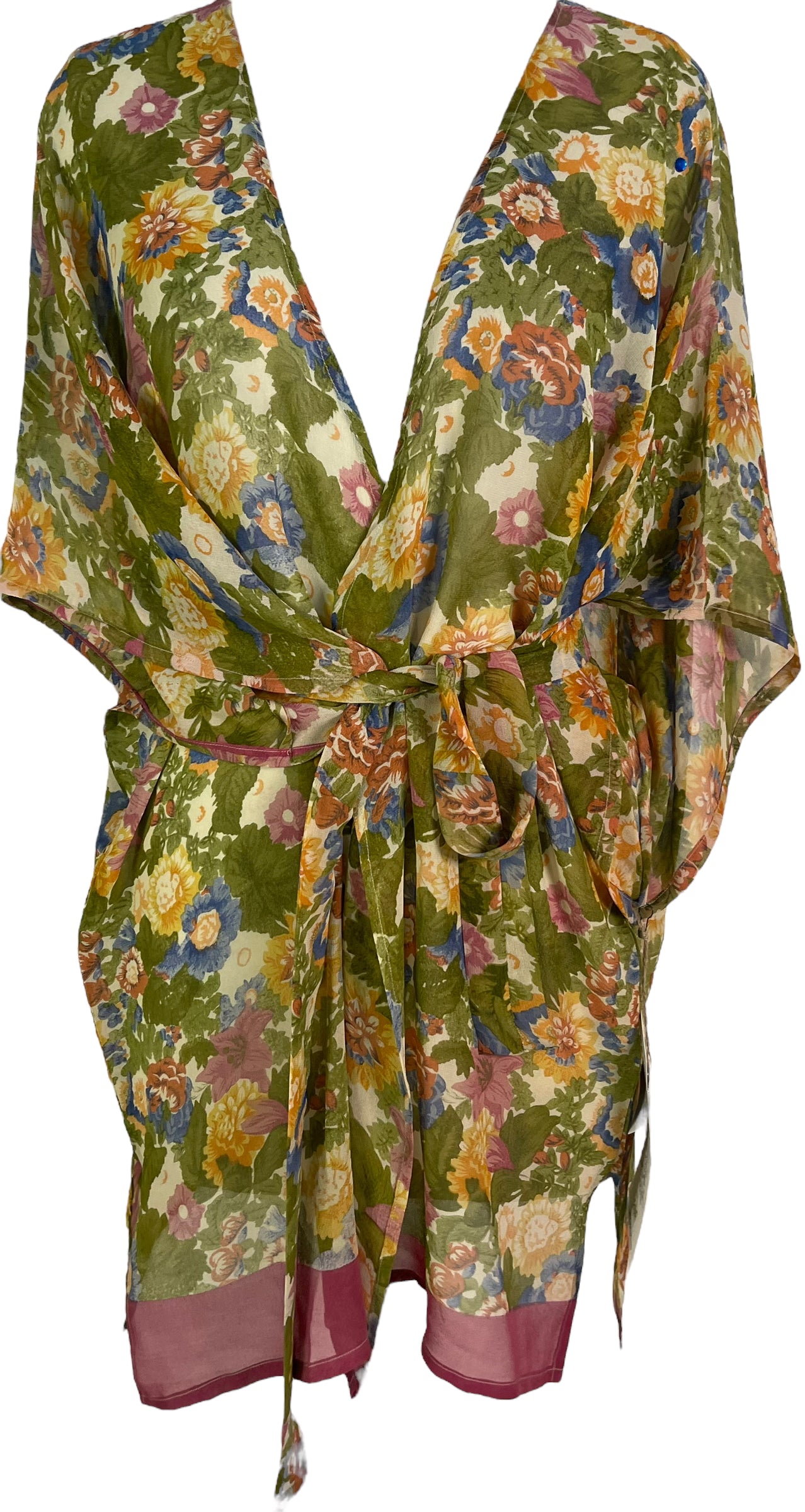 PRG6442 Sheer Avatar Pure Silk Kimono-Sleeved Jacket with Belt