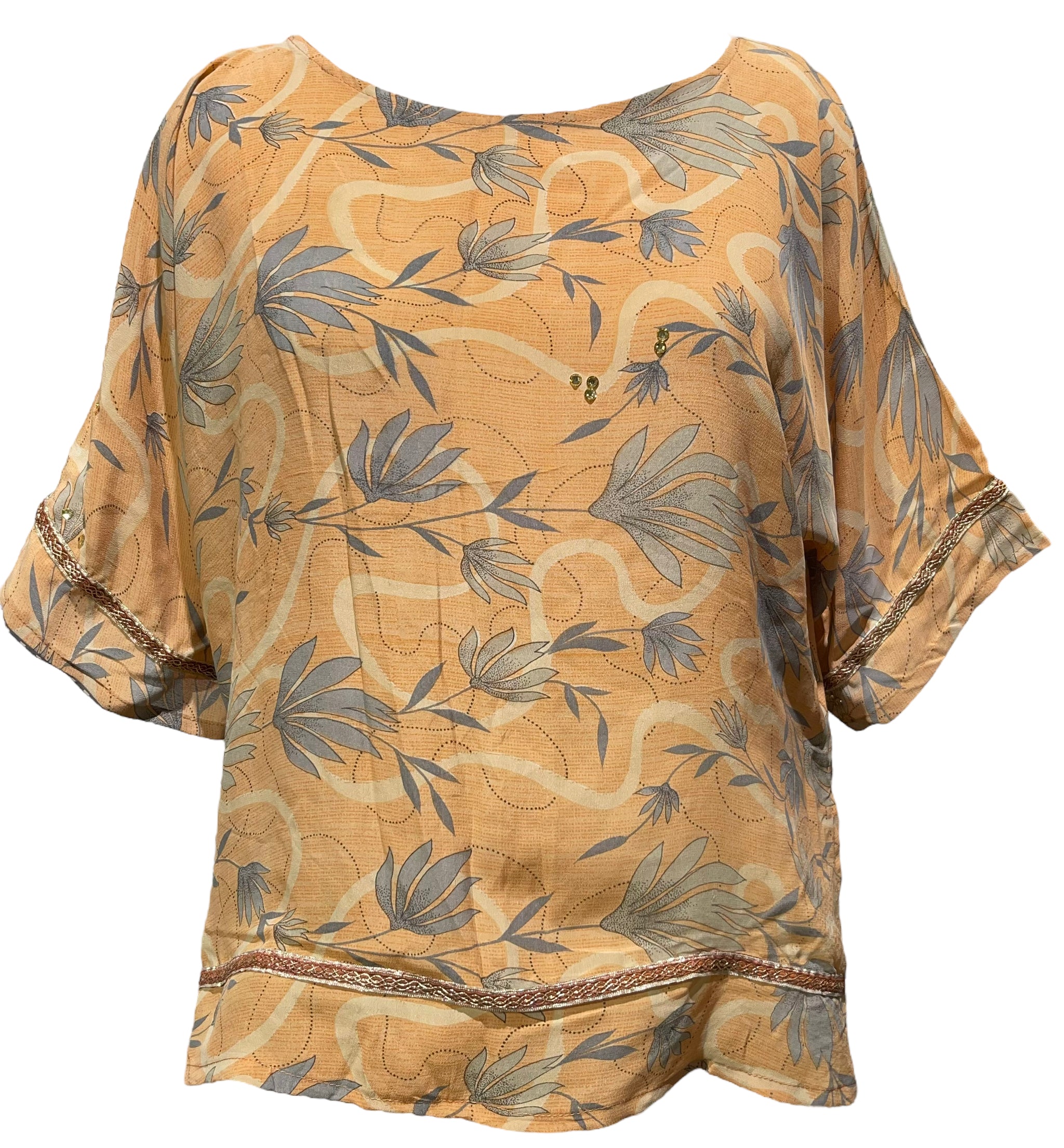 PRG6514 Sheer Avatar Pure Silk Side Slit Top