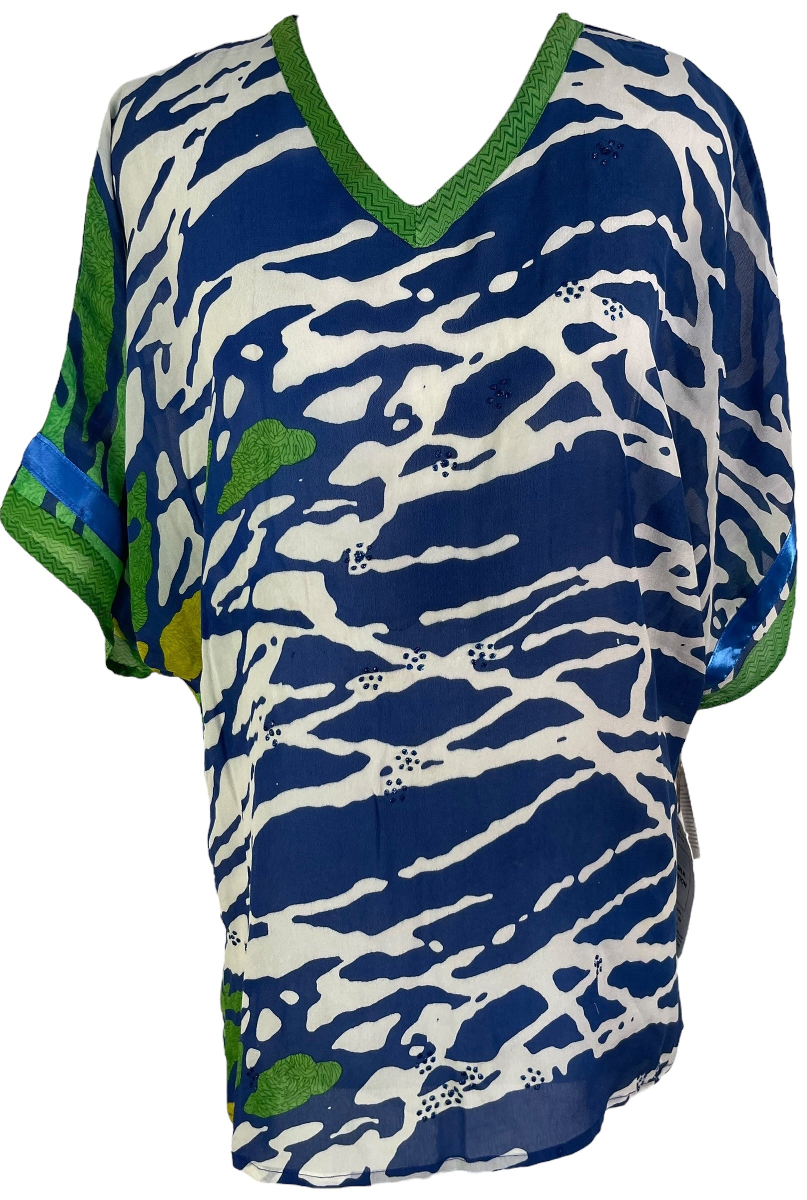 PRG6955 Sheer Avatar Pure Silk Long Tunic with Side Ties