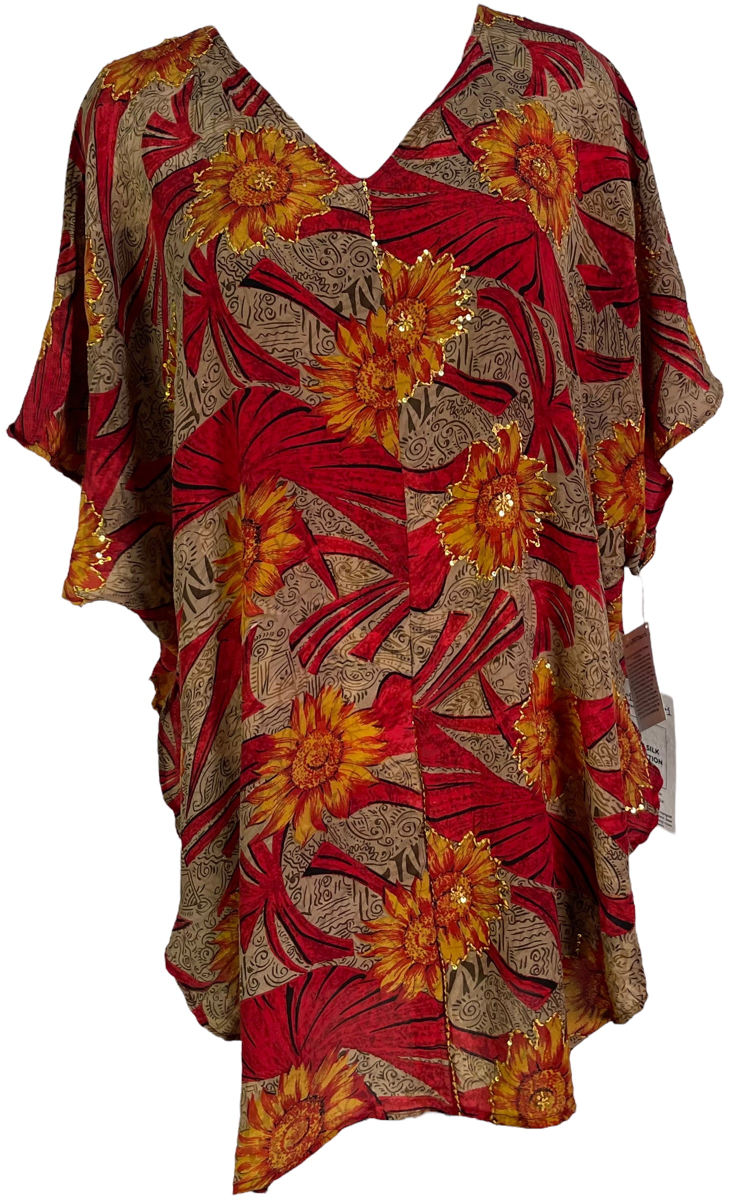 PCH6997 Very Sheer Avatar Pure Silk Waterfall Top main image 1