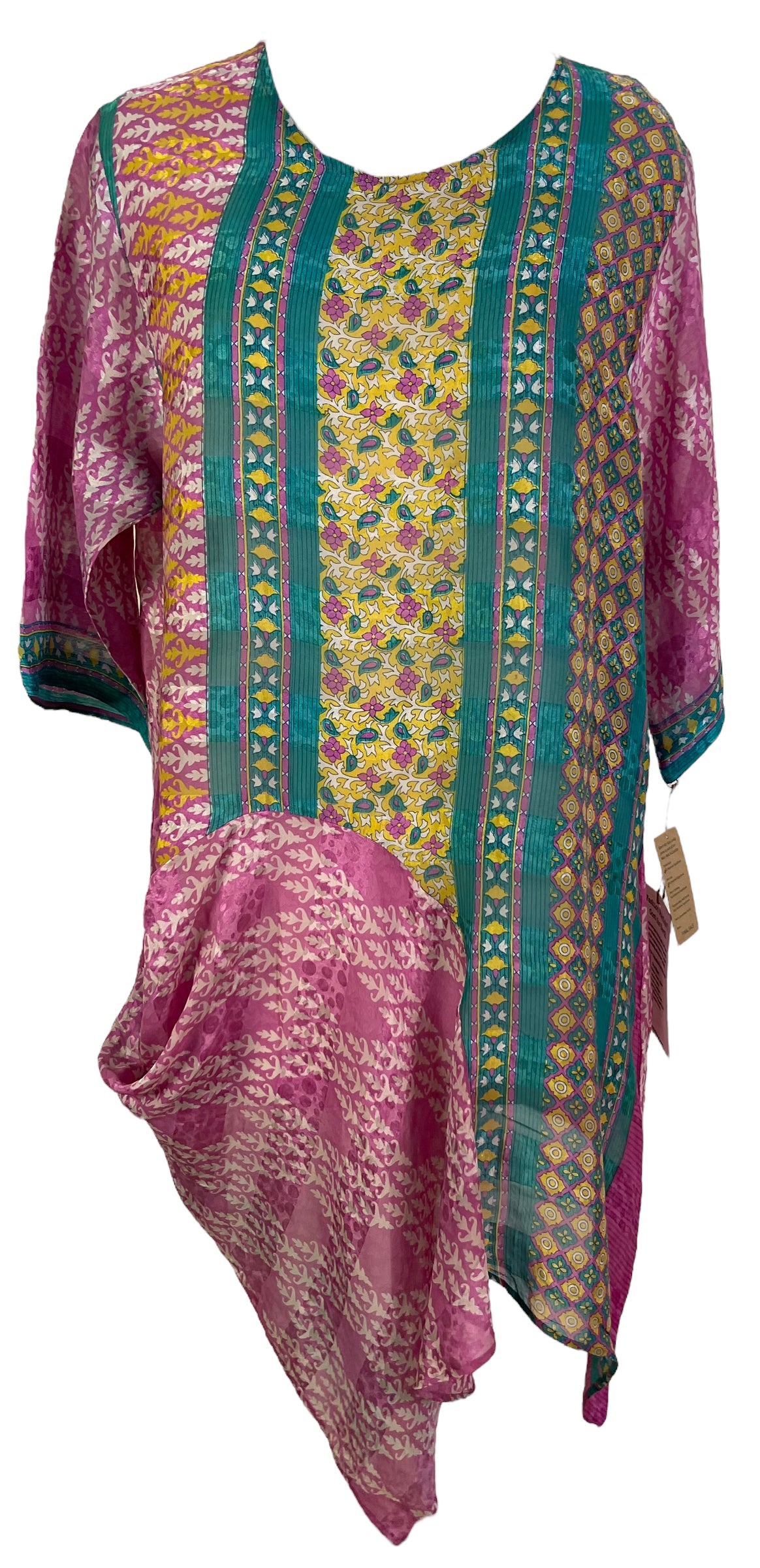 PRG6039 Sheer Wabi Sabi Pure Silk Self Pocket Tunic Dress