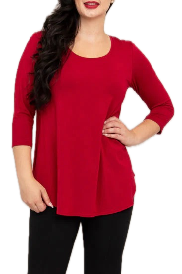 Jazz 3/4 Sleeve Lipstick Bamboo Top