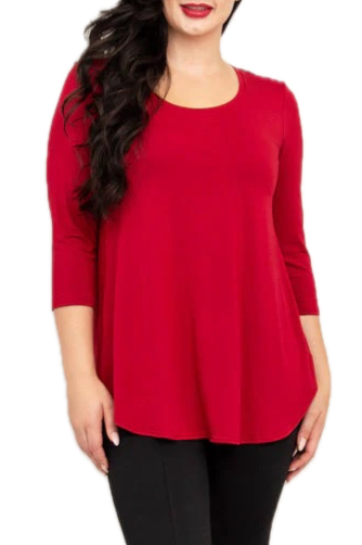 Jazz 3/4 Sleeve Lipstick Bamboo Top by Blue Sky Clothing Co – Handmade ethical Longer Sleeve Top from sariKNOTsari using upcycled silk. Designed in Canada for travel and slow fashion, loved from Toronto to LA to Sydney.