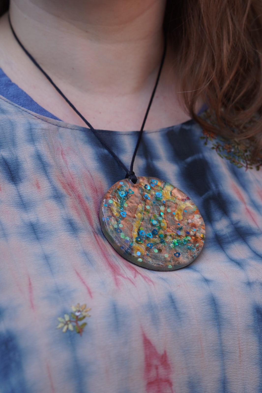 Copper, Gold, Blue and Turquoise Pendant