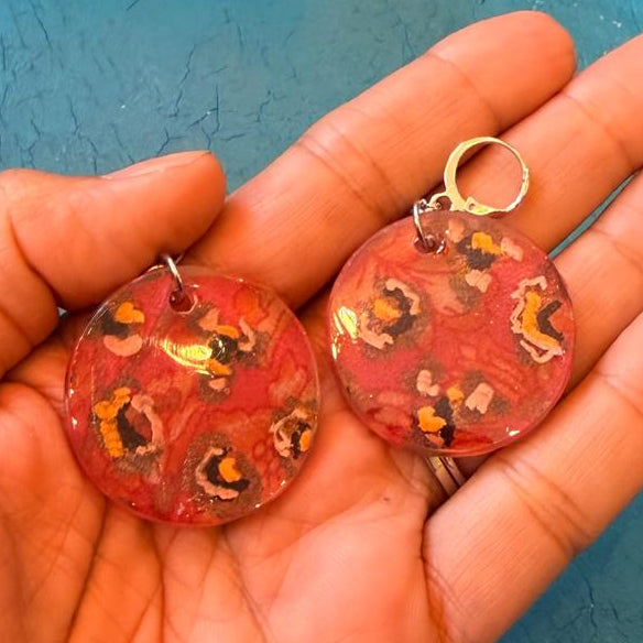 Peach Leopard Earrings