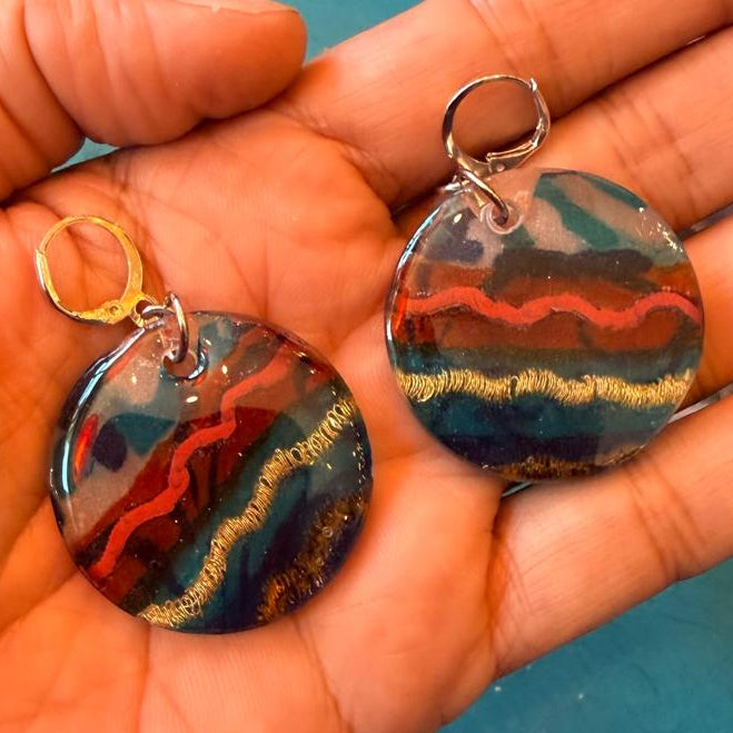 Zigzag Silk in Resin Earrings