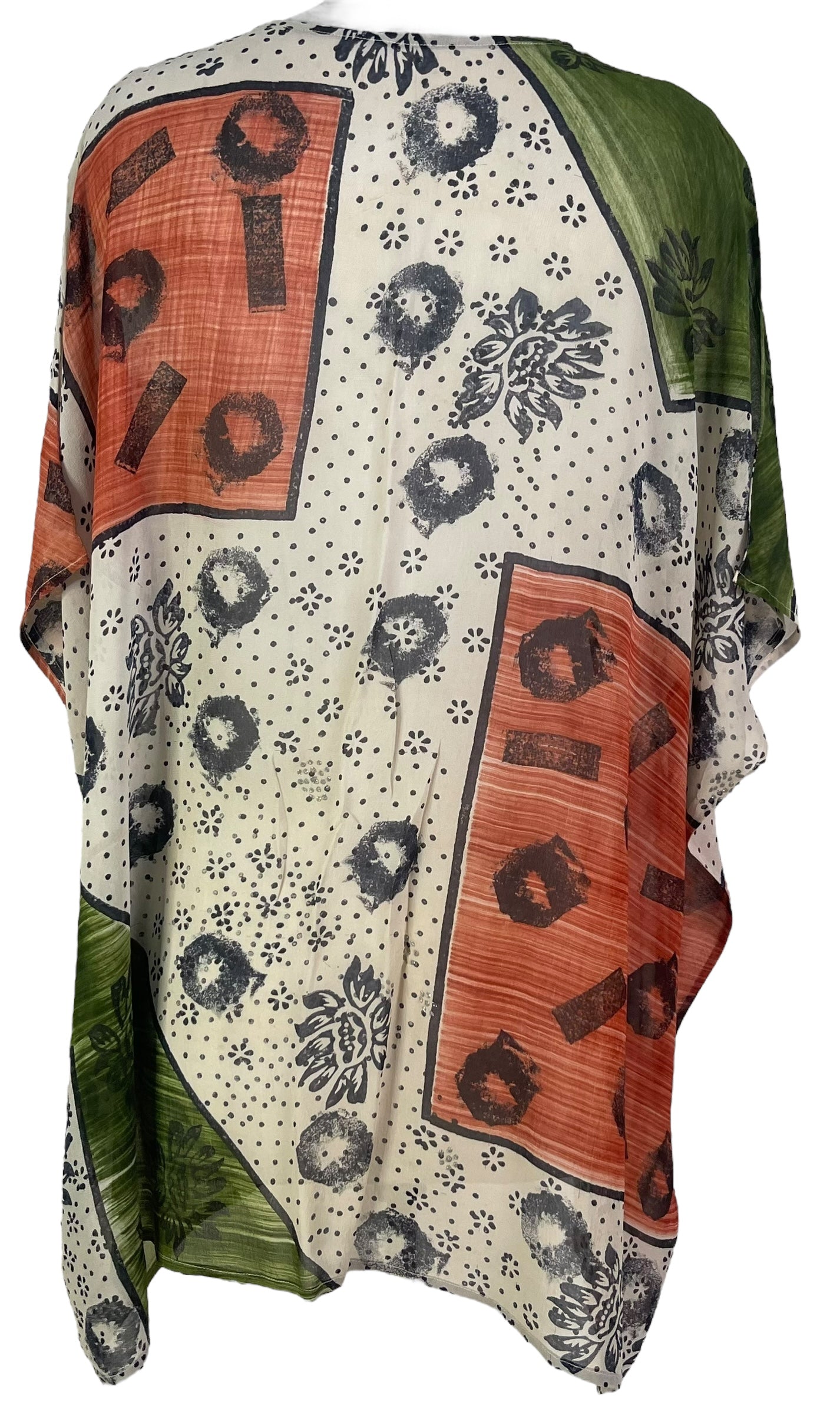 PRG7185 Sheer Wabi Sabi Pure Silk Short Kaftan Tunic without Slits