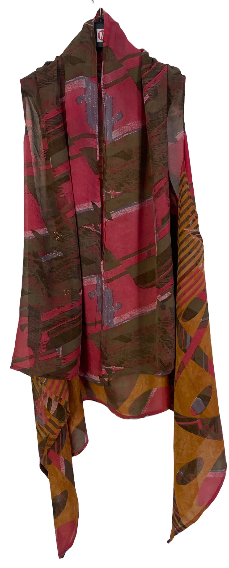 PRG7824 Sheer Avatar Pure Silk Sculptural Long Tunic Dress