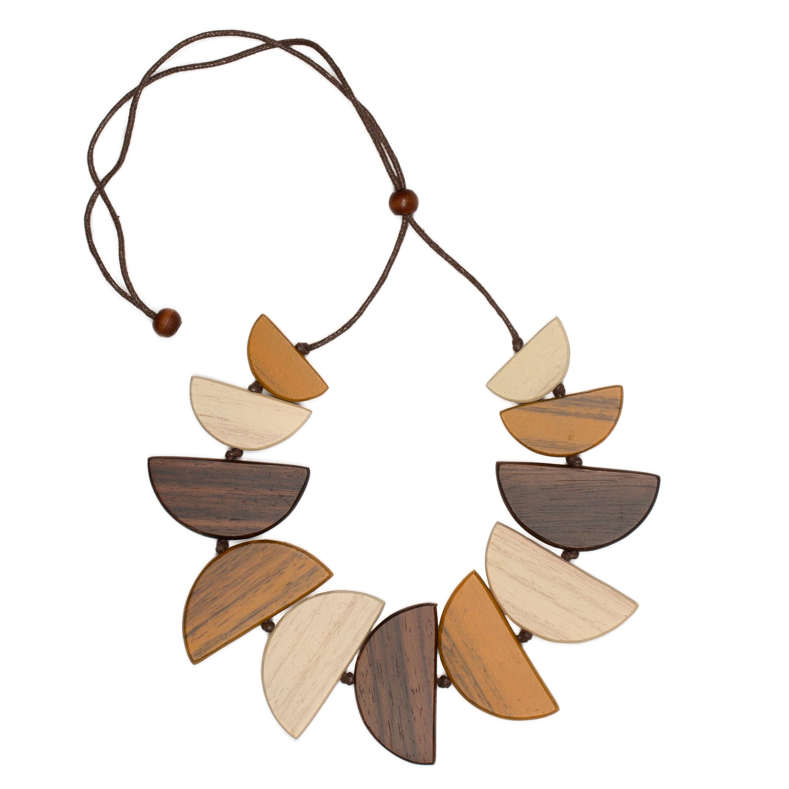 Naturals Tinted Wood Half Moon Necklace