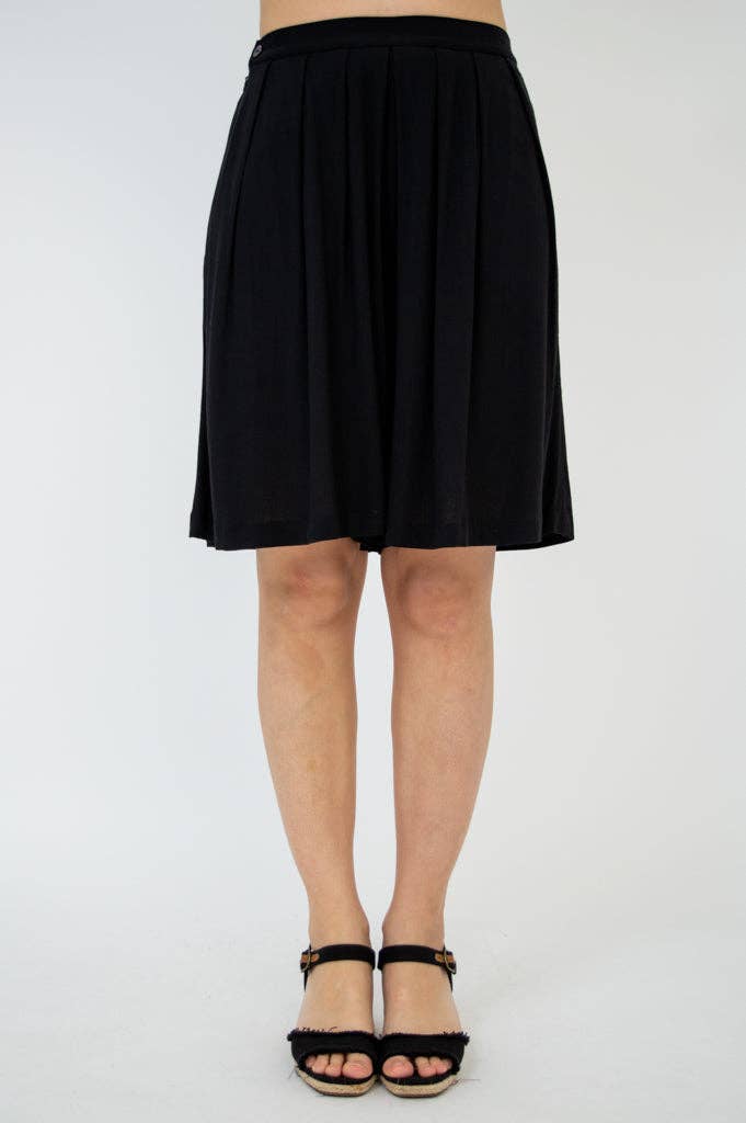 Black Velma Bamboo/Linen Shorts by Blue Sky Clothing Co – Handmade ethical Shorts from sariKNOTsari using upcycled silk. Designed in Canada for travel and slow fashion, loved from Toronto to LA to Sydney.