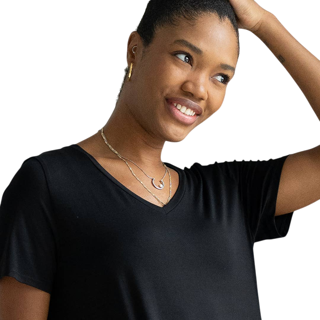Lilah Twist Knot Bamboo T-shirt Dress - Black