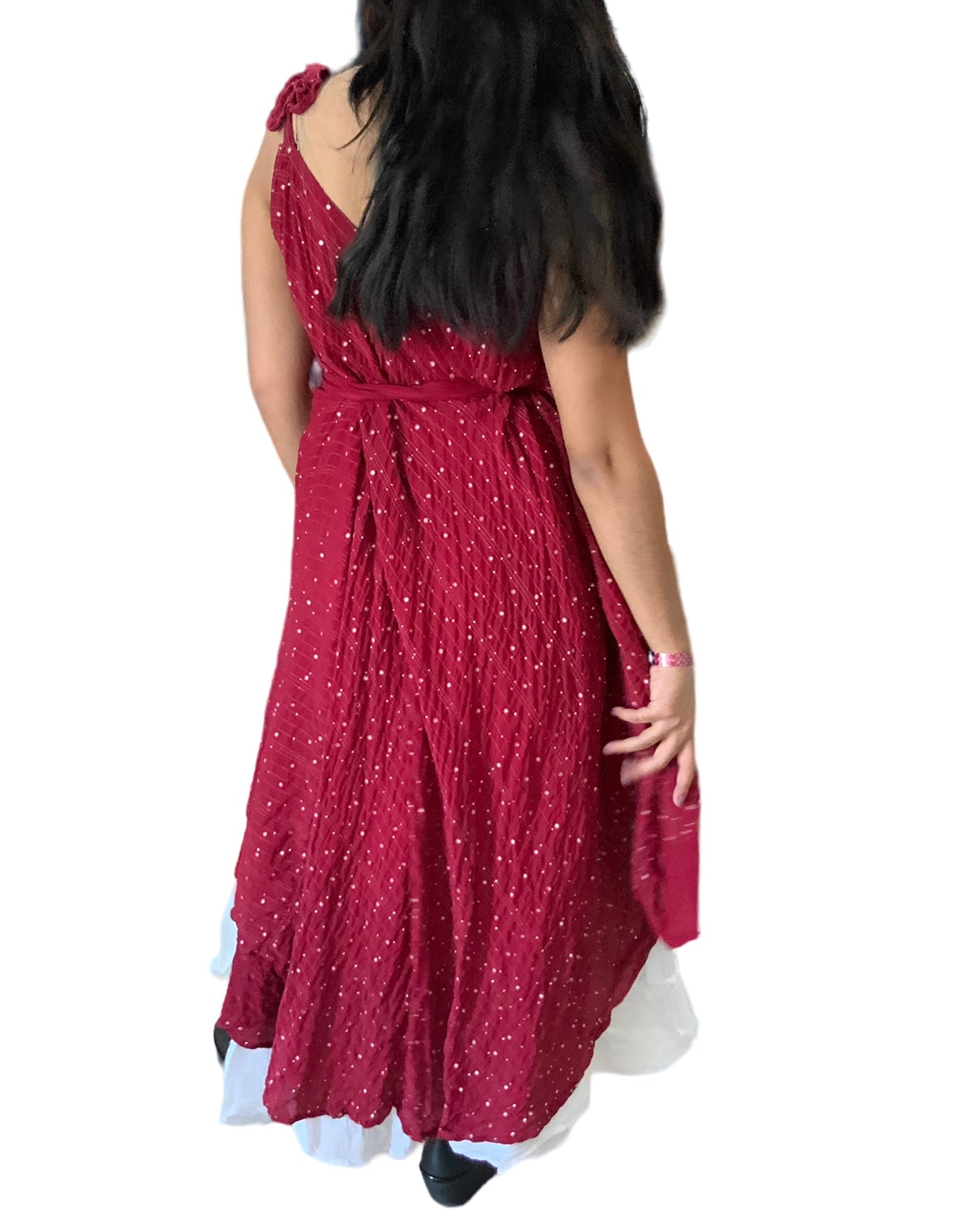 Black Cotton Voile Tiered Skirt by Creative Design – Handmade ethical Pants/Skirt from sariKNOTsari using upcycled silk. Designed in Canada for travel and slow fashion, loved from Toronto to LA to Sydney.